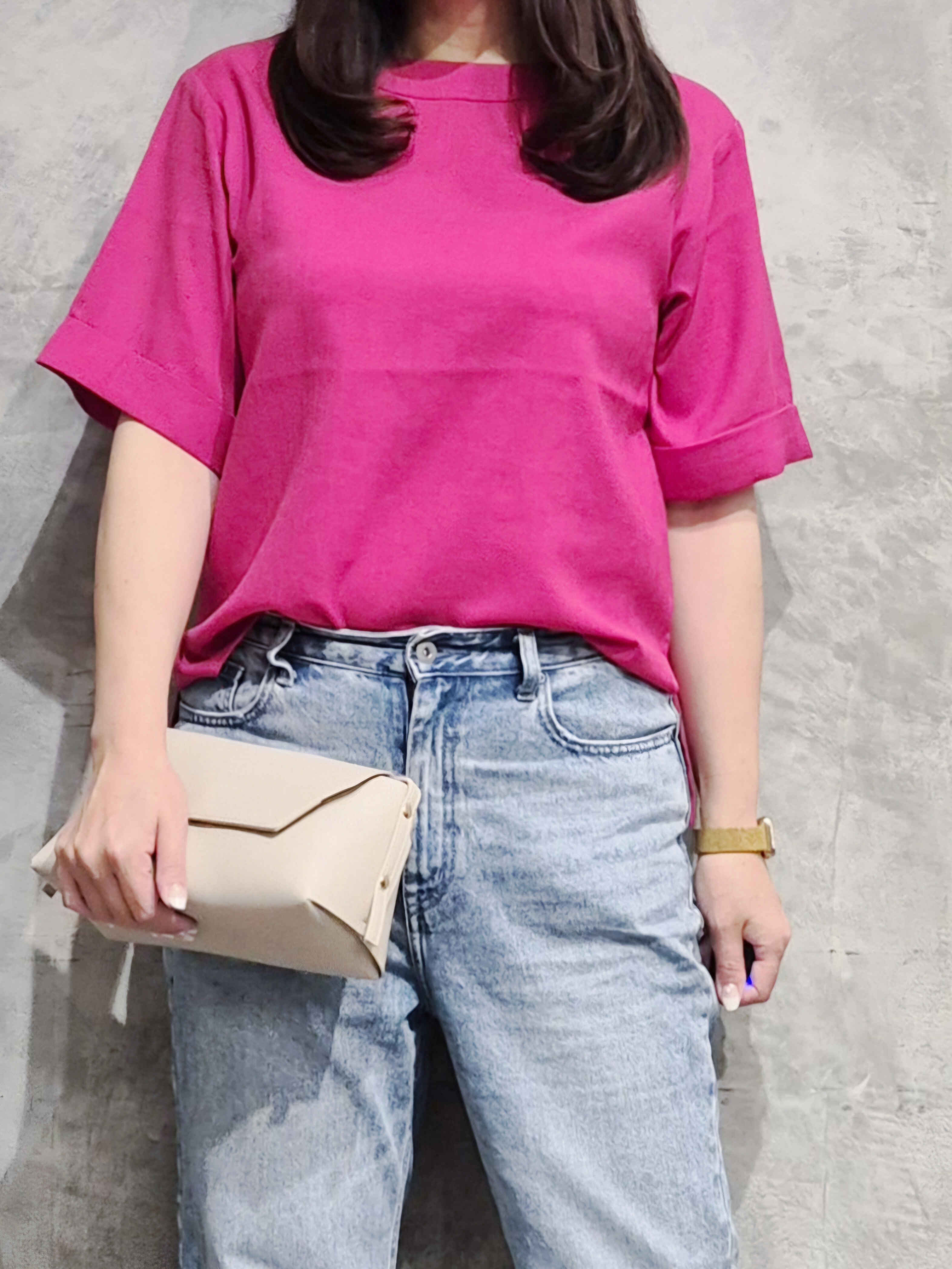 ひさえさんの「THE SHOP TK｜【M-XL/二の腕カバー】さらり麻調メッシュ5分袖ブラウス」を使ったコーディネート