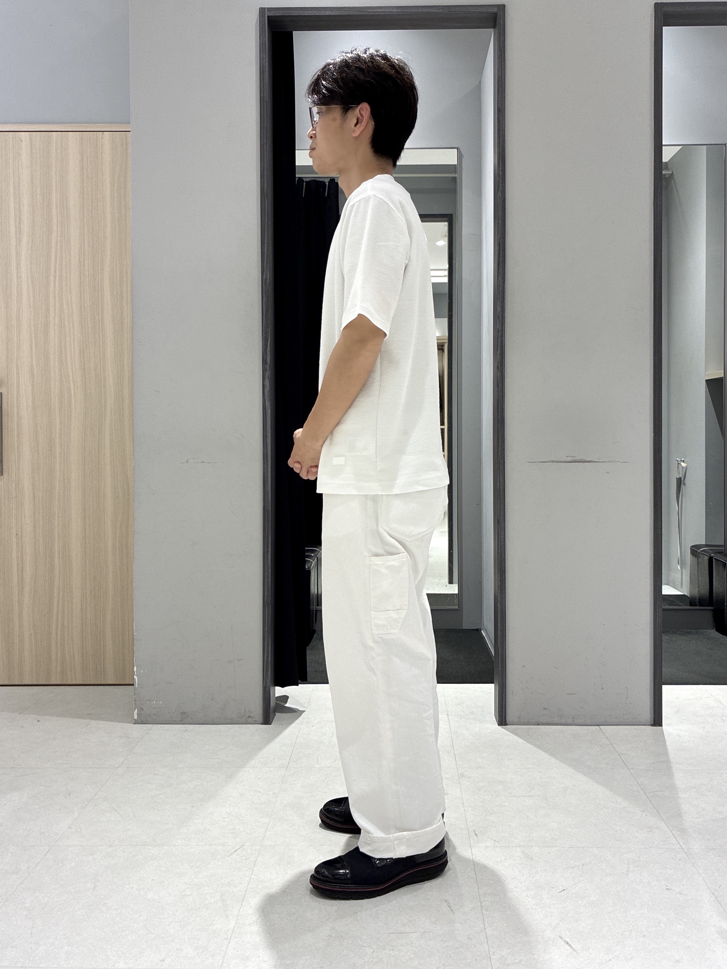 わいずみさんの「TAKEO KIKUCHI｜【接触冷感】ジャージストライプ シャツ」を使ったコーディネート