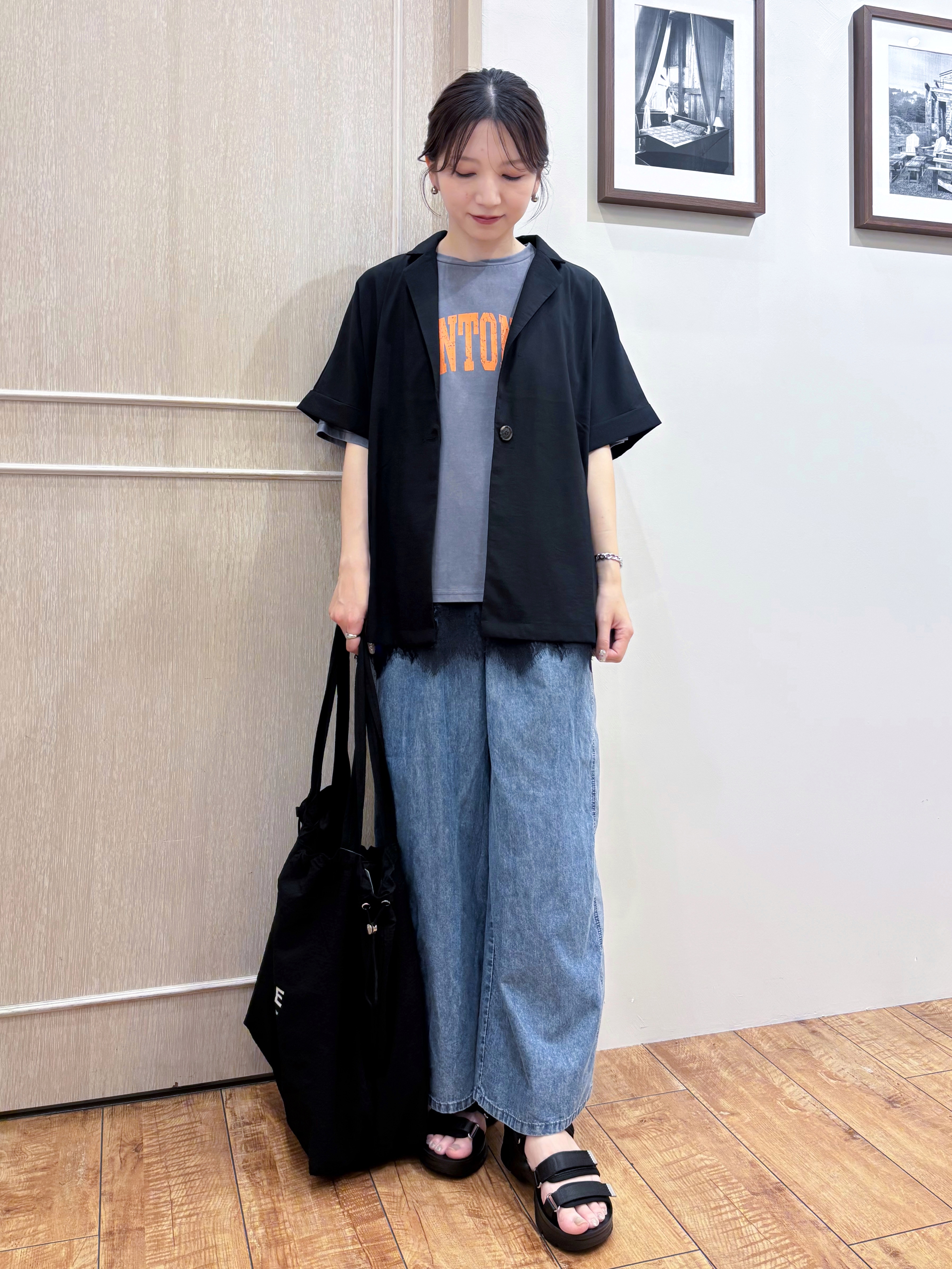 なみさんの「SHOO･LA･RUE｜【高レビュー/洗濯機可/セットアップ可】軽凛(かろりん) ひんやり半袖ジャケット」を使ったコーディネート