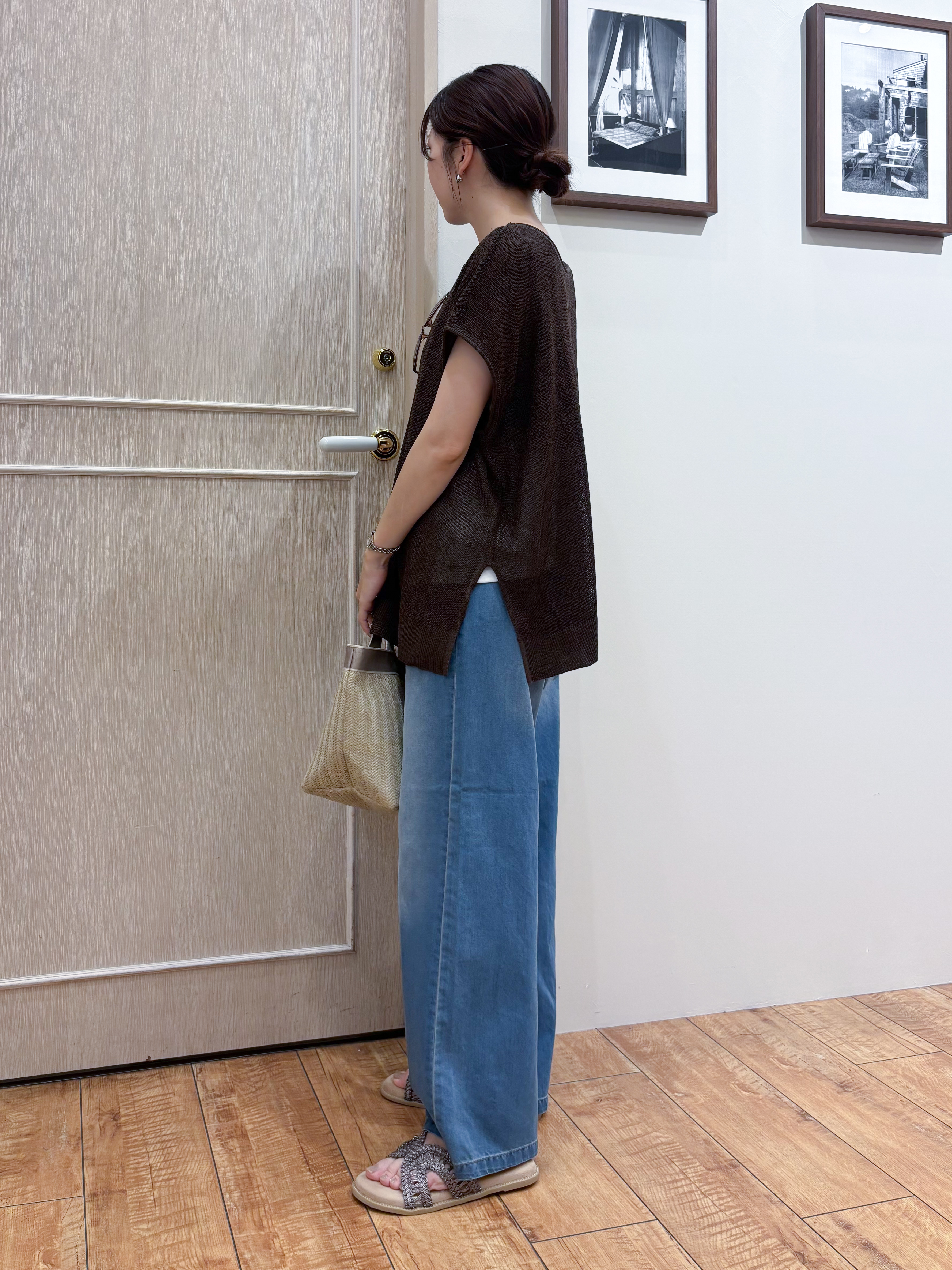 なみさんの「SHOO･LA･RUE｜【2点セット/前後2WAY/洗濯機可/S-LL】体型カバーも叶う ラメ畦ニット+タンクトップ」を使ったコーディネート