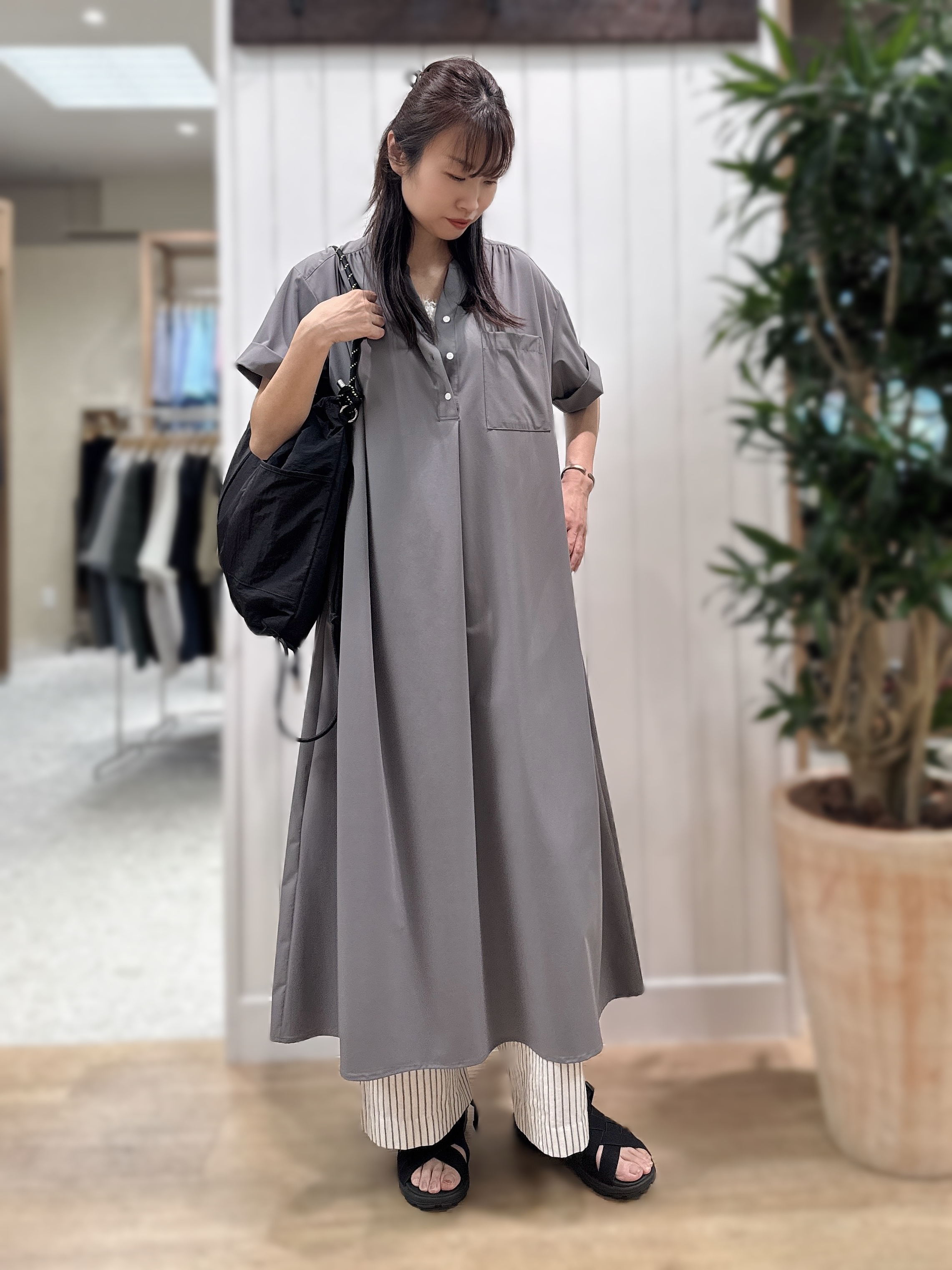 Junさんの「Dessin｜【接触冷感/UVカット】バンドカラーワンピース」を使ったコーディネート