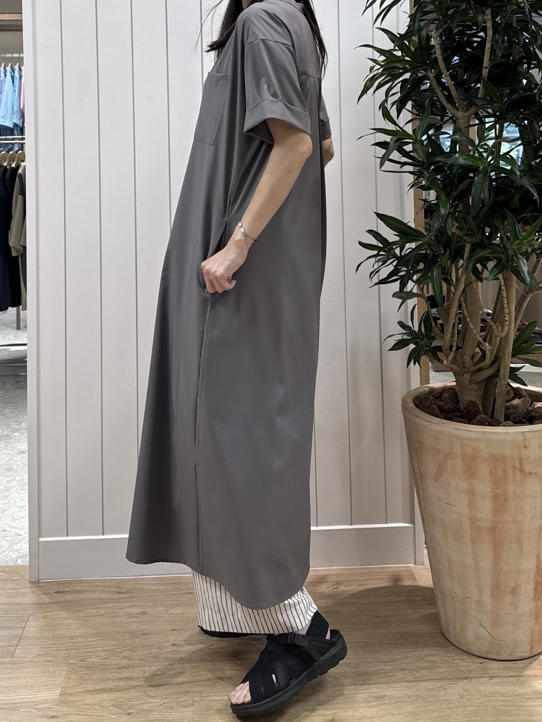 Junさんの「Dessin｜【接触冷感/UVカット】バンドカラーワンピース」を使ったコーディネート