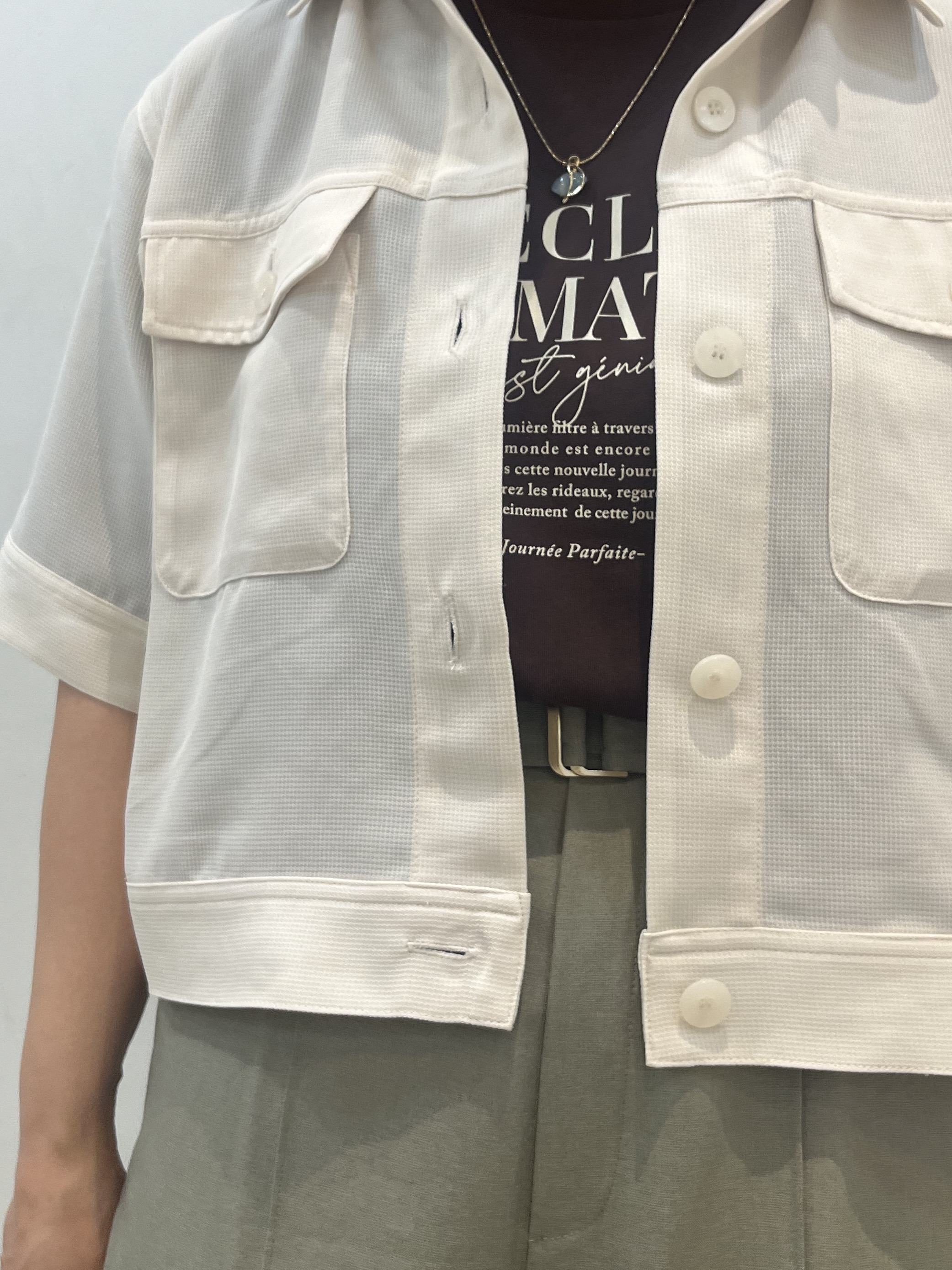 YOさんの「grove｜【吸水速乾・通気性・洗える】衿付きハーフジャケット」を使ったコーディネート