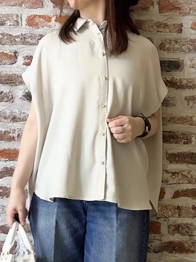 tokiさんの「THE SHOP TK｜【ひんやり/防しわ/UV/吸水速乾】襟付き フレンチスリーブシャツ」を使ったコーディネート