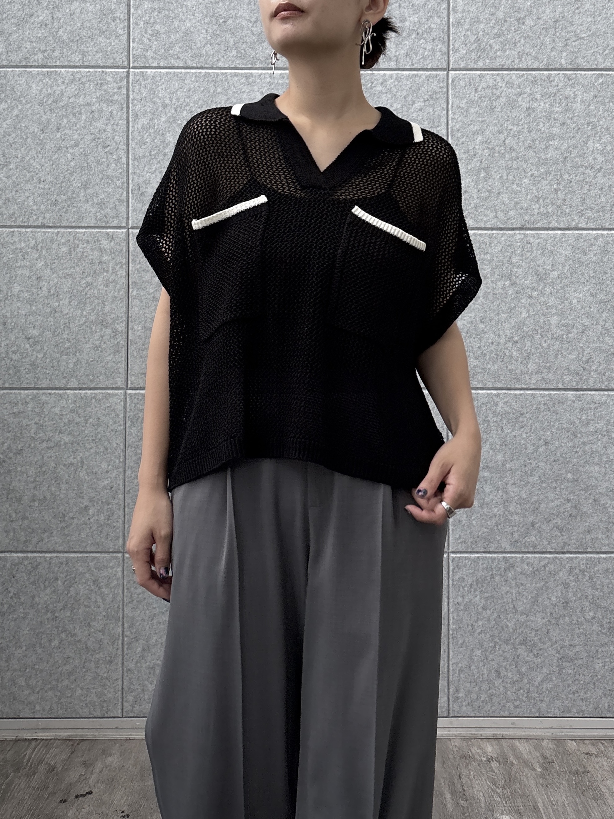 ayanoさんの「INDIVI｜メッシュポロドルマンニット」を使ったコーディネート