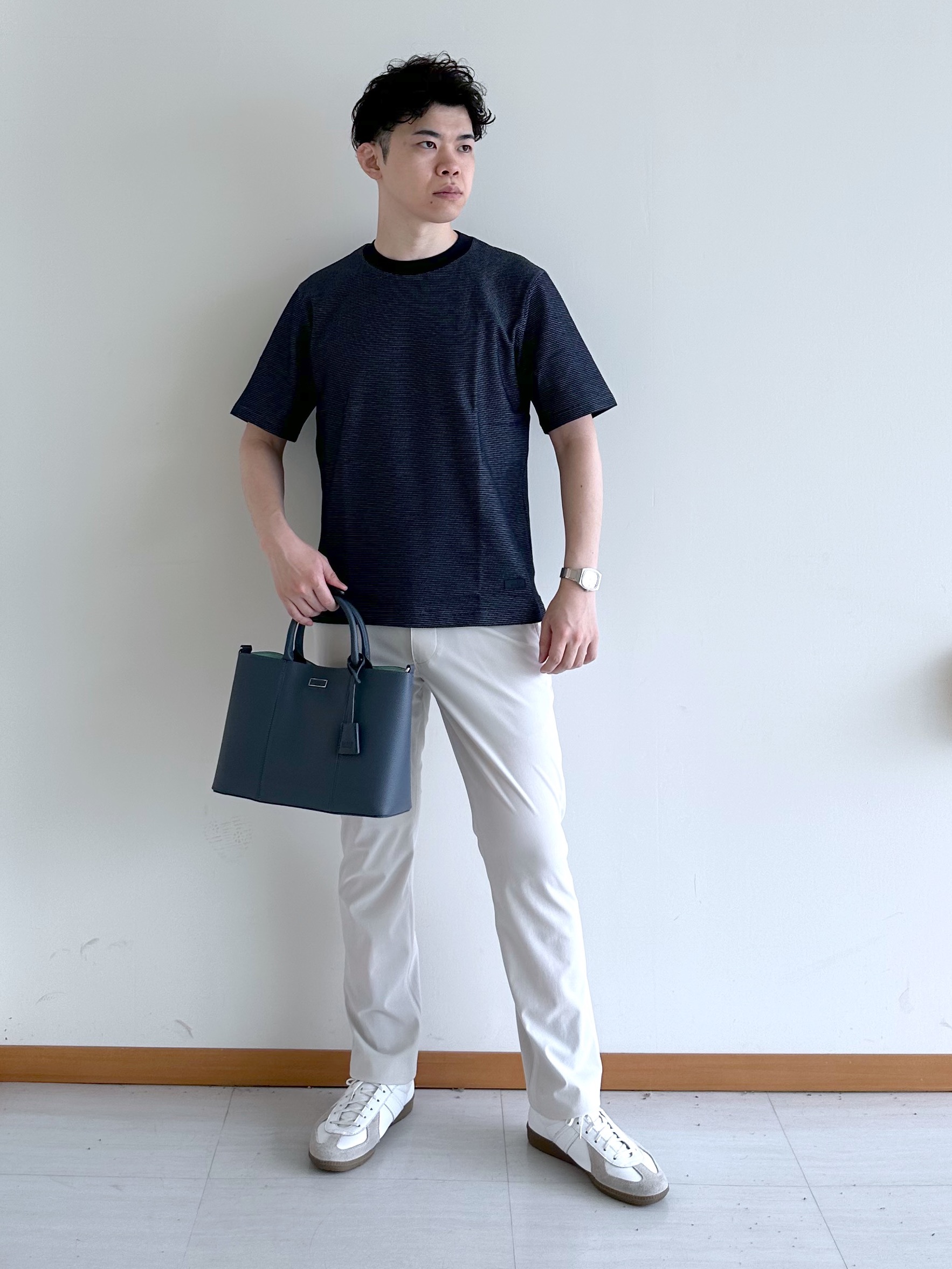 イッシーさんの「TAKEO KIKUCHI｜【接触冷感】ハイブリッド リネン 七分袖シャツ」を使ったコーディネート