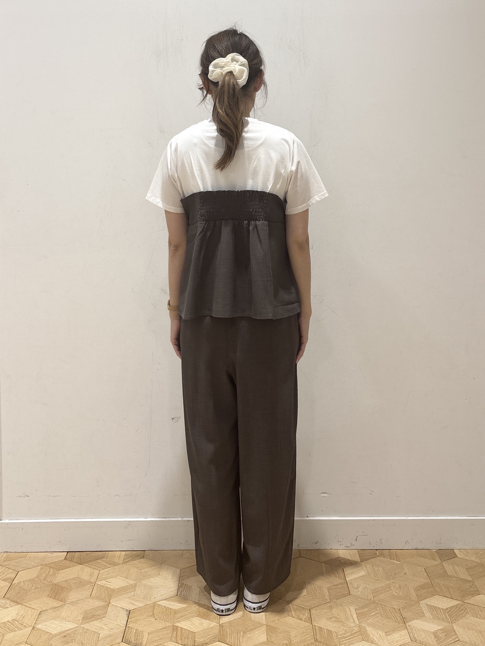 YUMIさんの「Dessin｜【セットアップ可/UVカット/洗える】ビスチェドッキングTシャツ」を使ったコーディネート