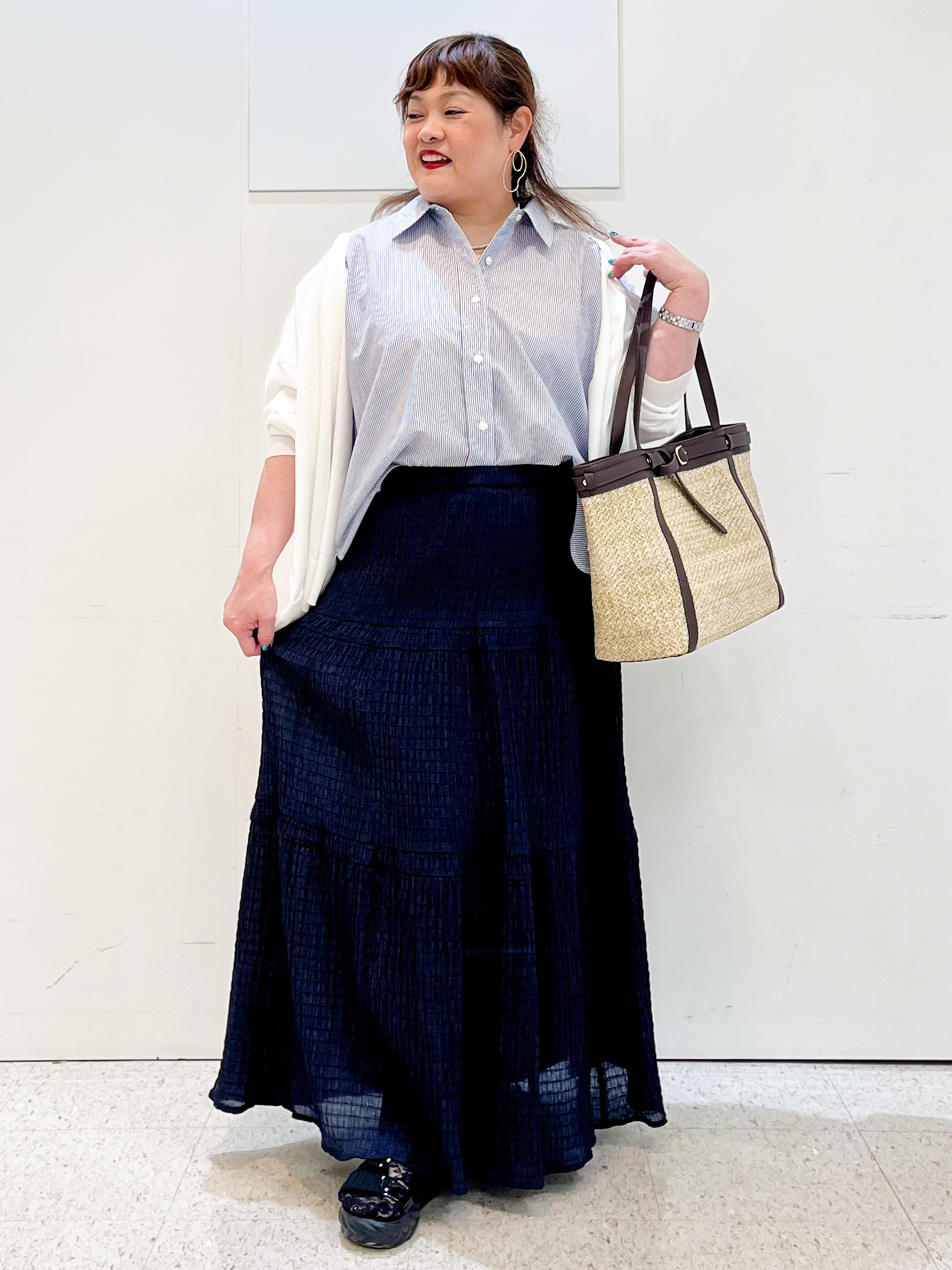 kimmyさんの「Reflect｜【接触冷感】フレンチスリーブシャツブラウス」を使ったコーディネート