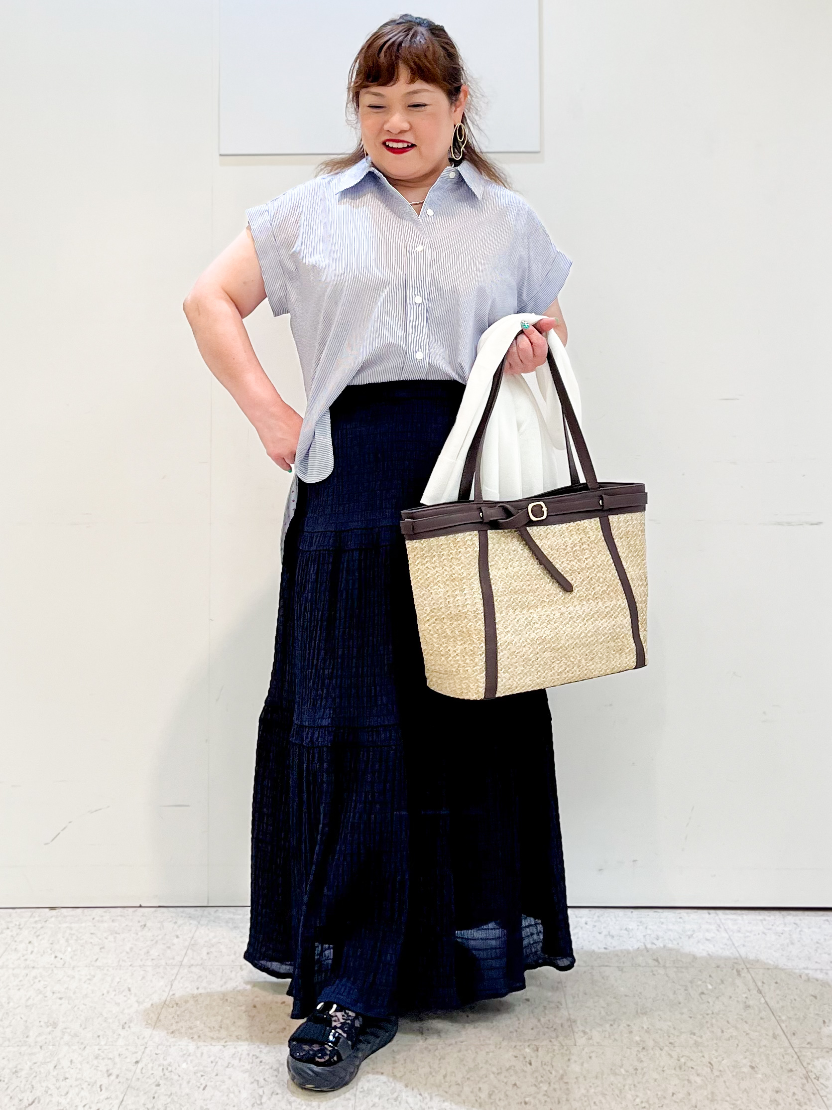 kimmyさんの「Reflect｜【接触冷感】フレンチスリーブシャツブラウス」を使ったコーディネート