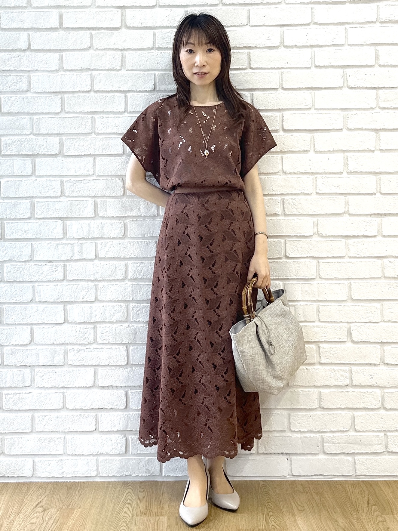 Miwaさんの「UNTITLED｜【セットアップ可能】リーフレースブラウス」を使ったコーディネート