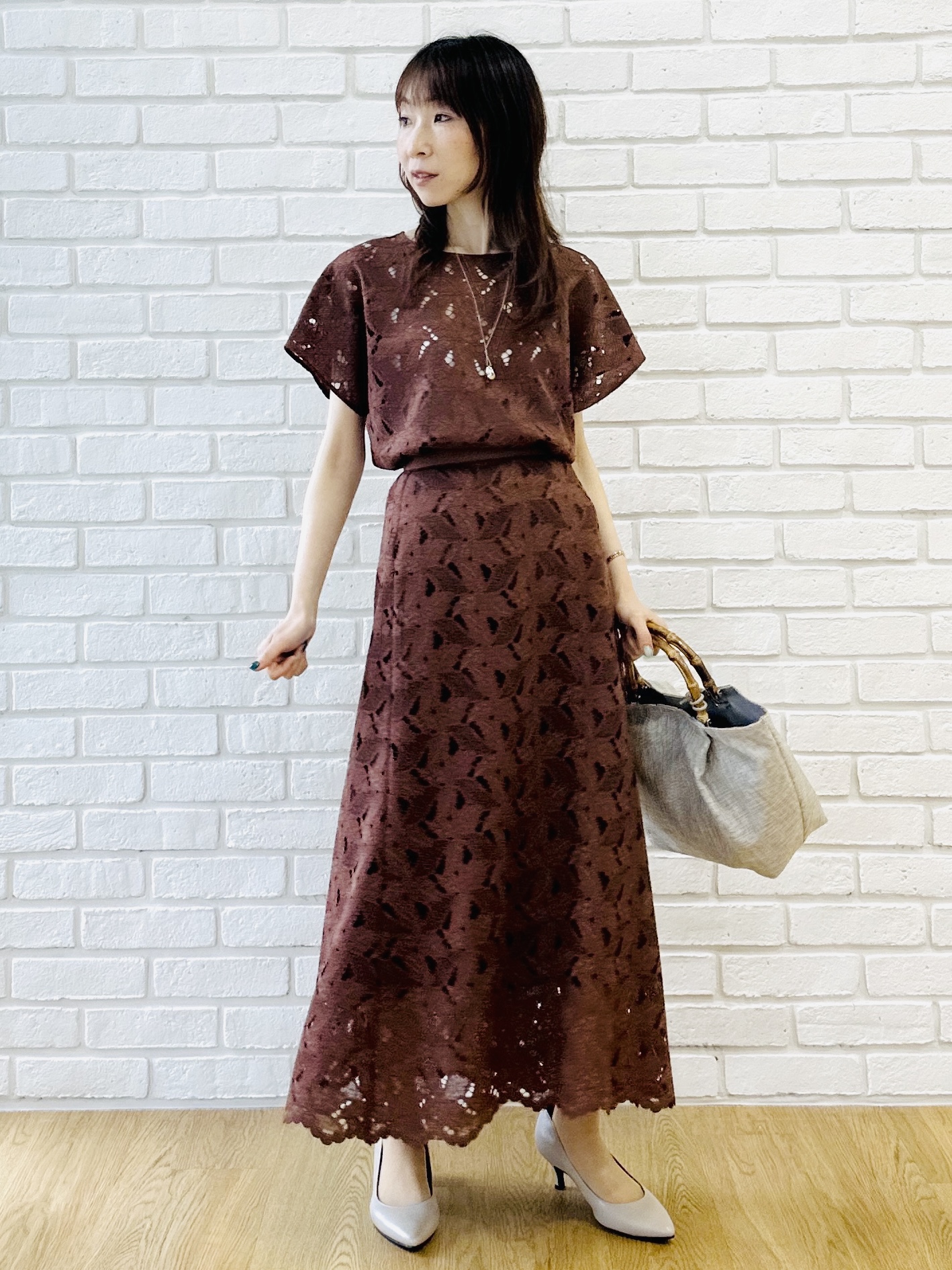 Miwaさんの「UNTITLED｜【セットアップ可能】リーフレースブラウス」を使ったコーディネート