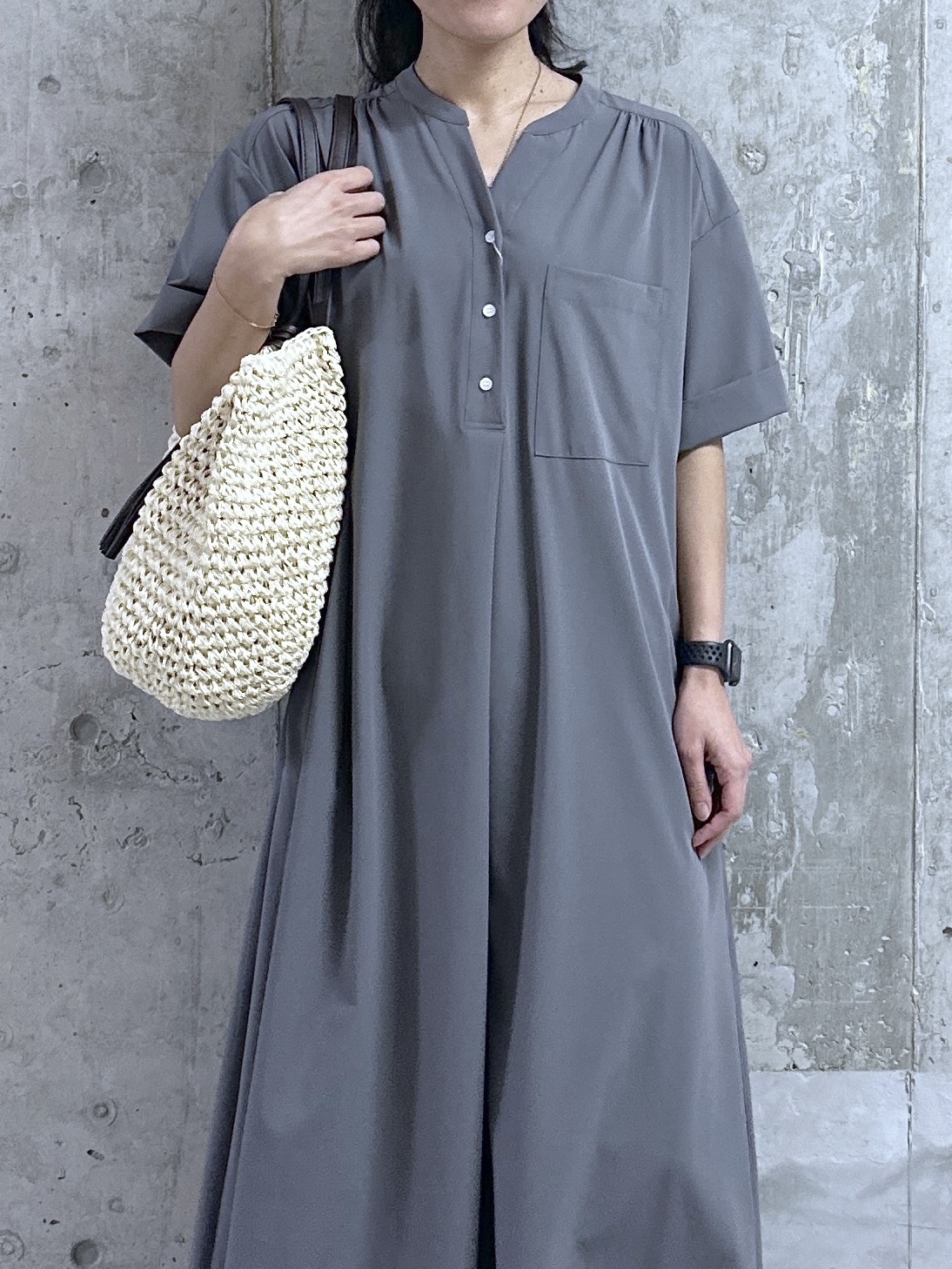 kumiさんの「Dessin｜【接触冷感/UVカット】バンドカラーワンピース」を使ったコーディネート