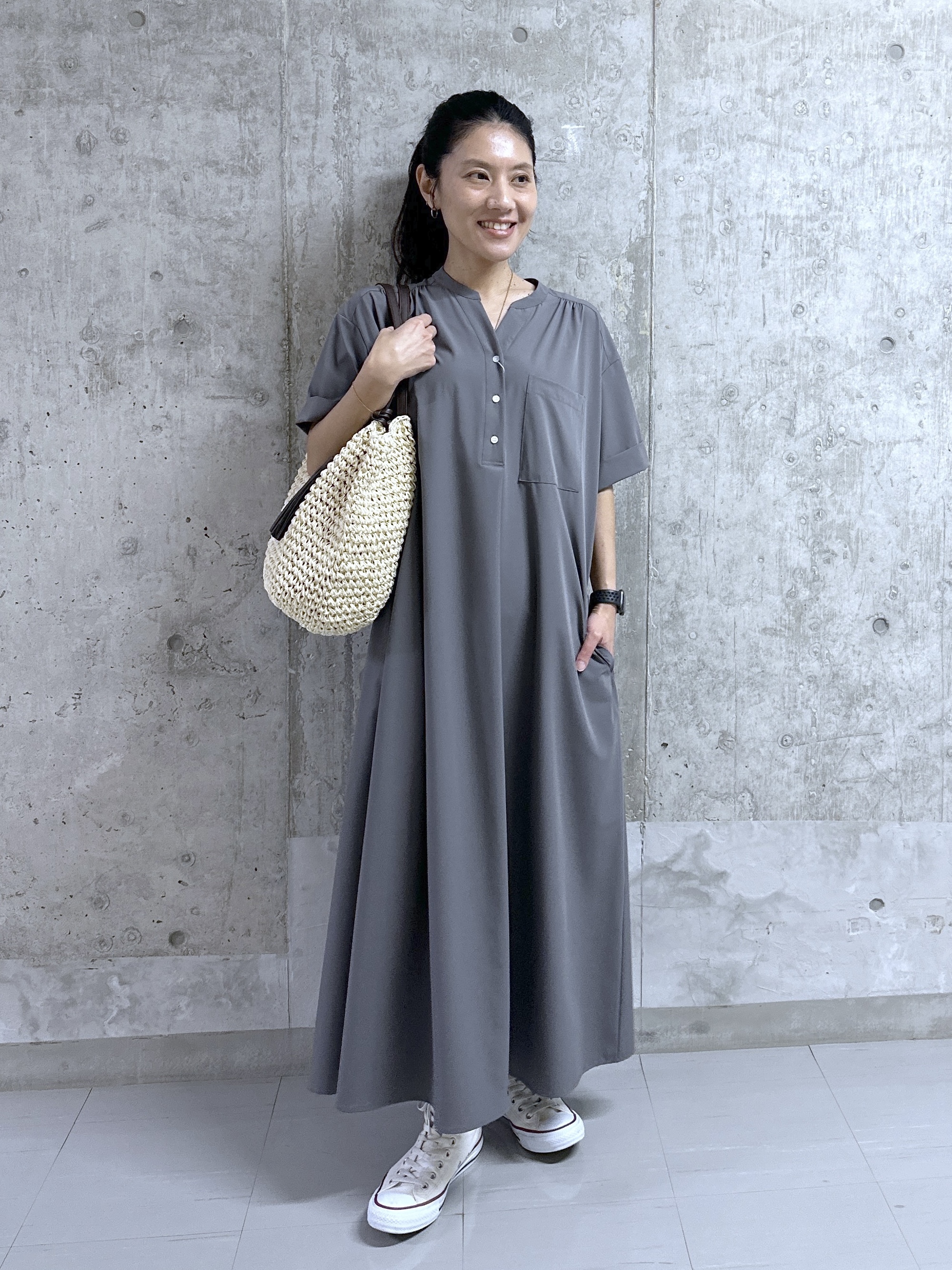 kumiさんの「Dessin｜【接触冷感/UVカット】バンドカラーワンピース」を使ったコーディネート