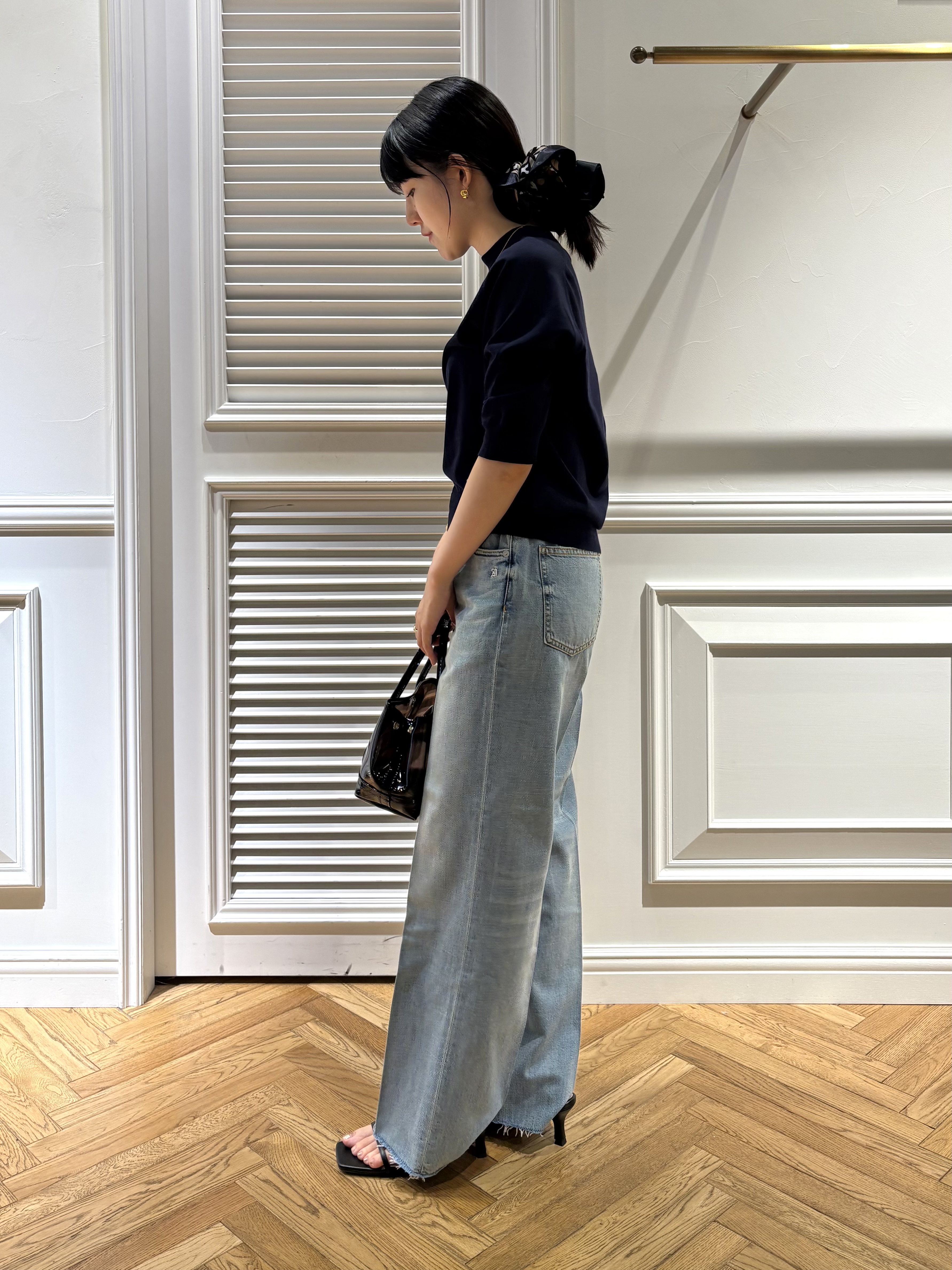 cocoさんの「DRESSTERIOR｜【ウォッシャブル】コットンシルクハーフスリーブニット」を使ったコーディネート