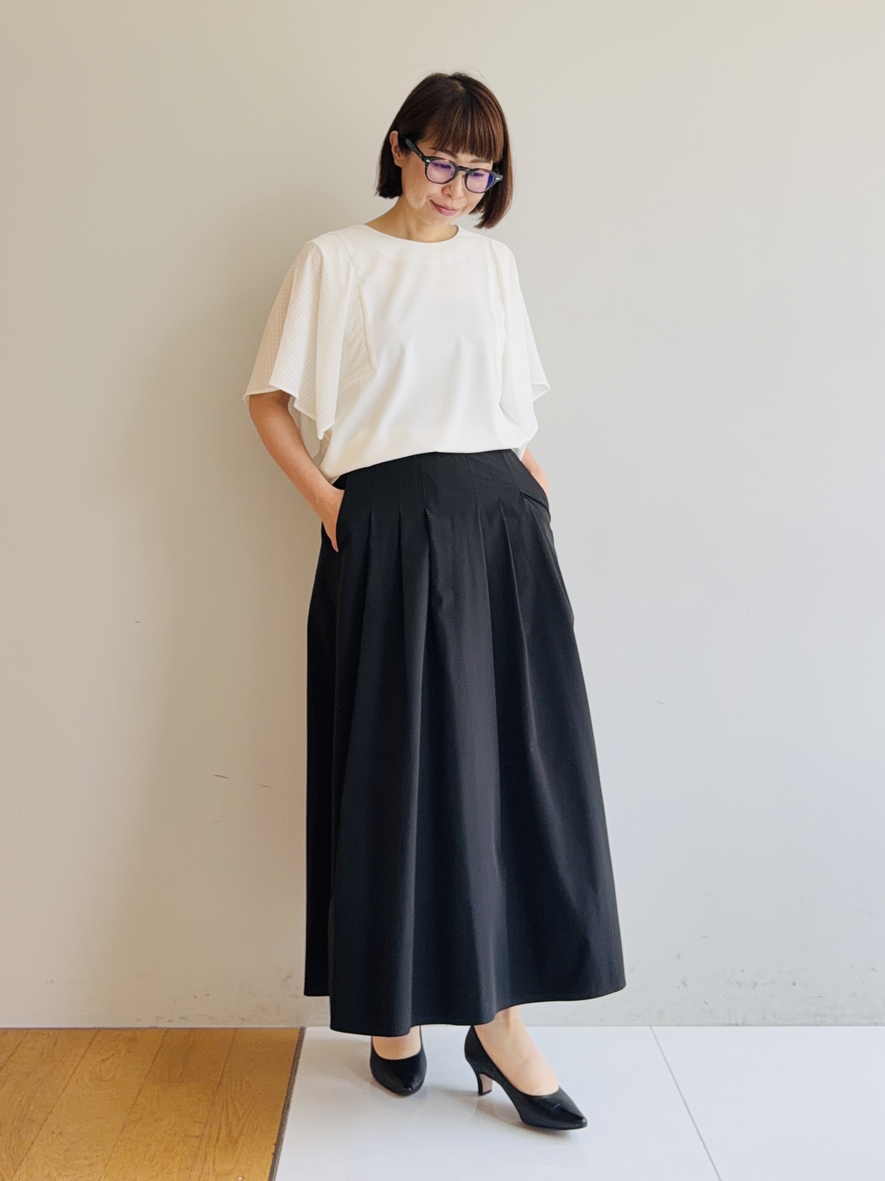 murayamaさんの「INDIVI｜【さらに軽く軽快！／着る日傘】ノーカラージャケット」を使ったコーディネート