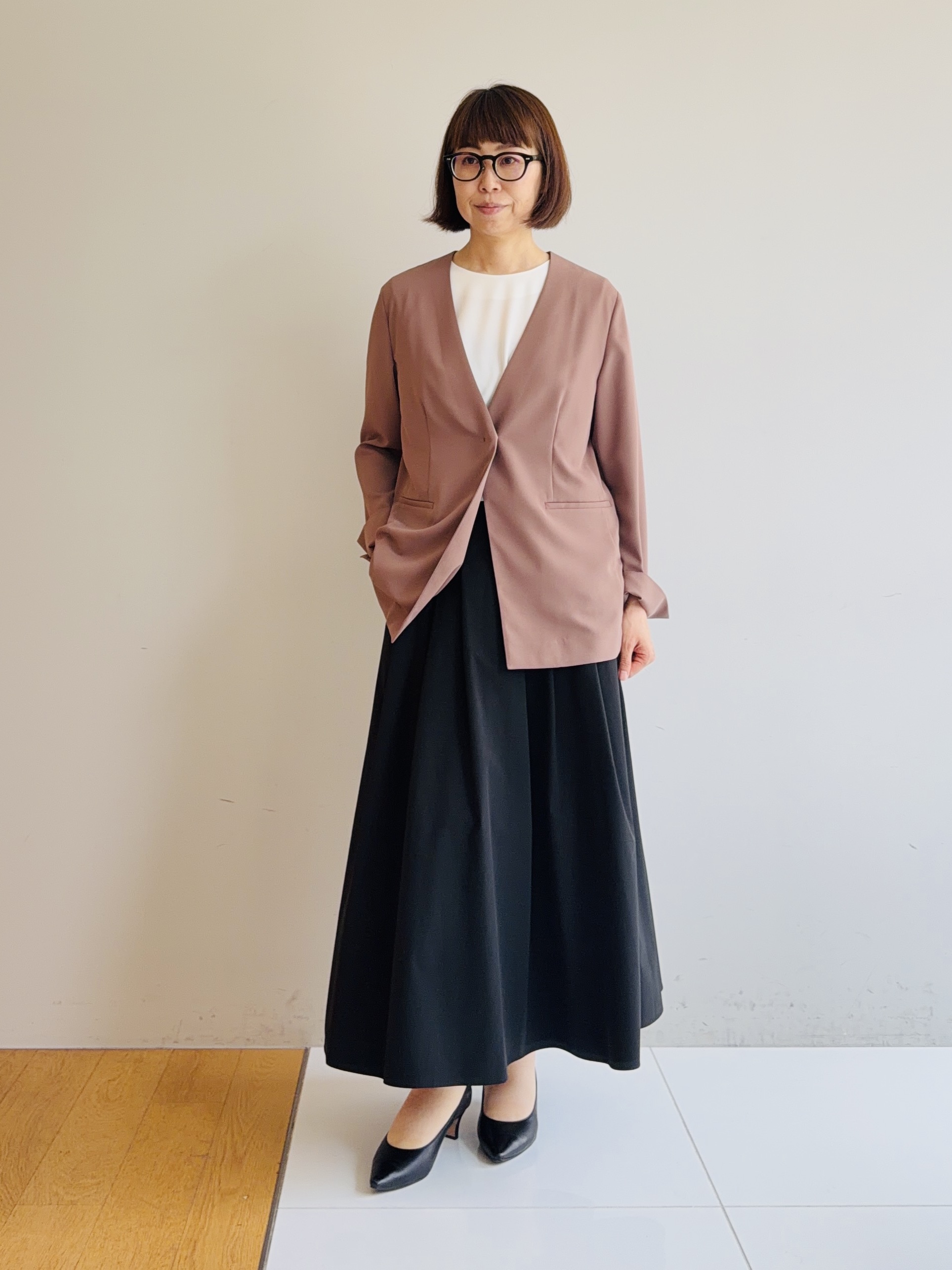 murayamaさんの「INDIVI｜【さらに軽く軽快！／着る日傘】ノーカラージャケット」を使ったコーディネート