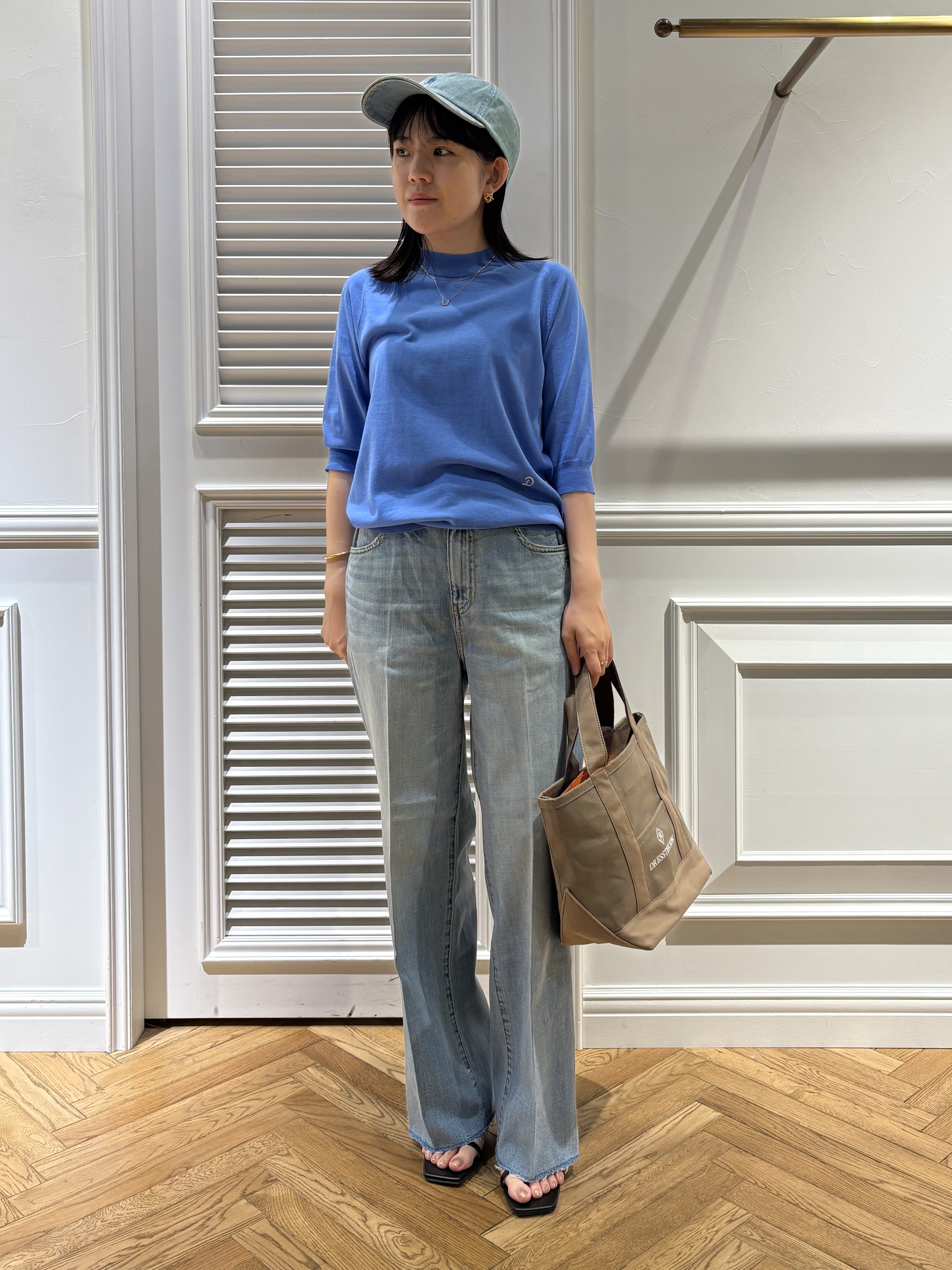 cocoさんの「DRESSTERIOR｜【ウォッシャブル】コットンシルクハーフスリーブニット」を使ったコーディネート