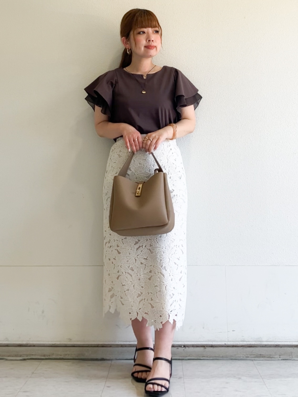 MIPPOさんの「index｜【接触冷感／UVケア】シフォンフリルドッキングトップス《洗濯機OK》」を使ったコーディネート
