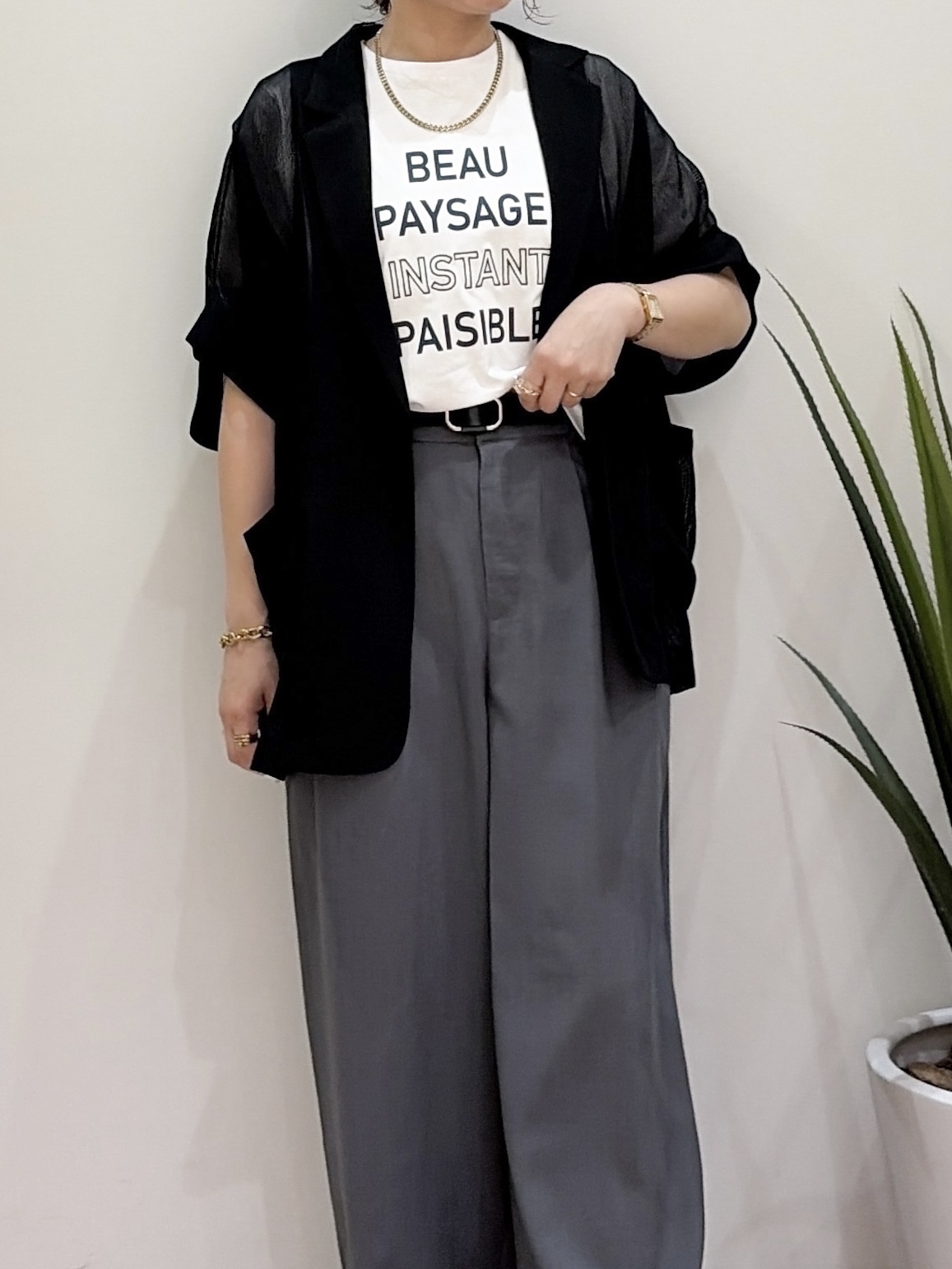 risayanさんの「OPAQUE.CLIP｜メッシュテーラードジャケット【洗濯機OK】」を使ったコーディネート