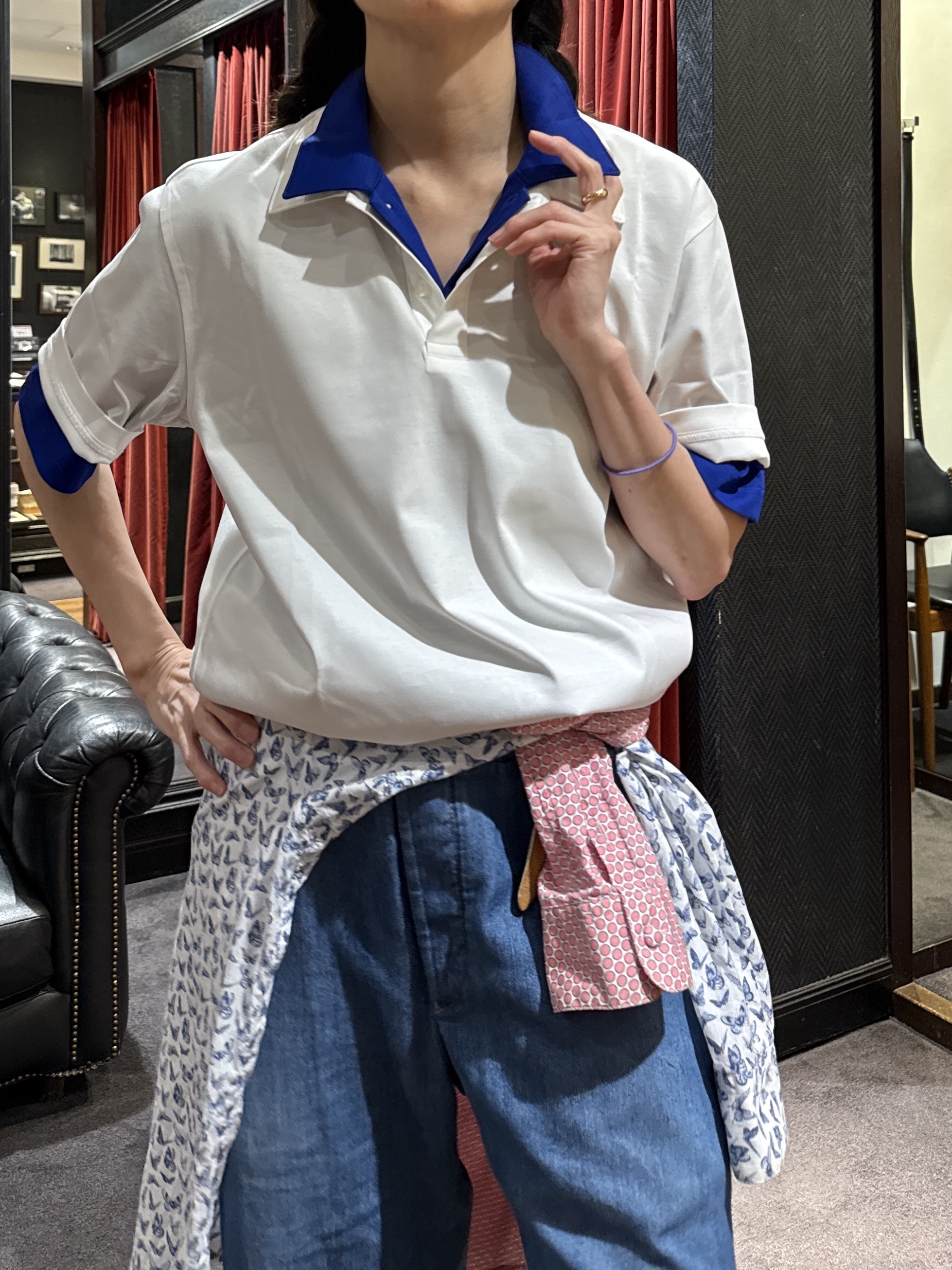 神野（jinno）さんの「TAKEO KIKUCHI｜【接触冷感】アイスクリアコットン ワンポイント ポロシャツ」を使ったコーディネート