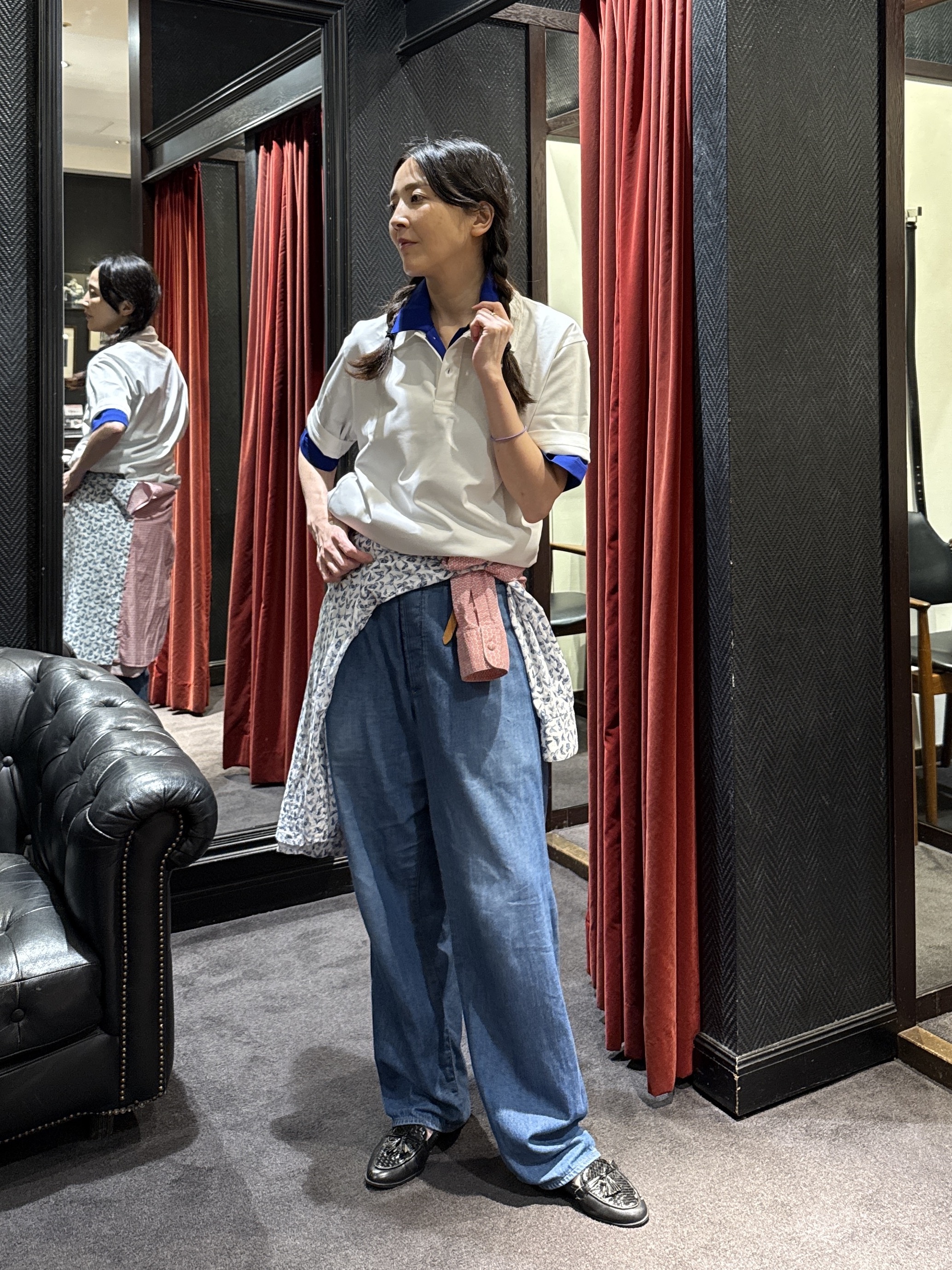 神野（jinno）さんの「TAKEO KIKUCHI｜【接触冷感】アイスクリアコットン ワンポイント ポロシャツ」を使ったコーディネート