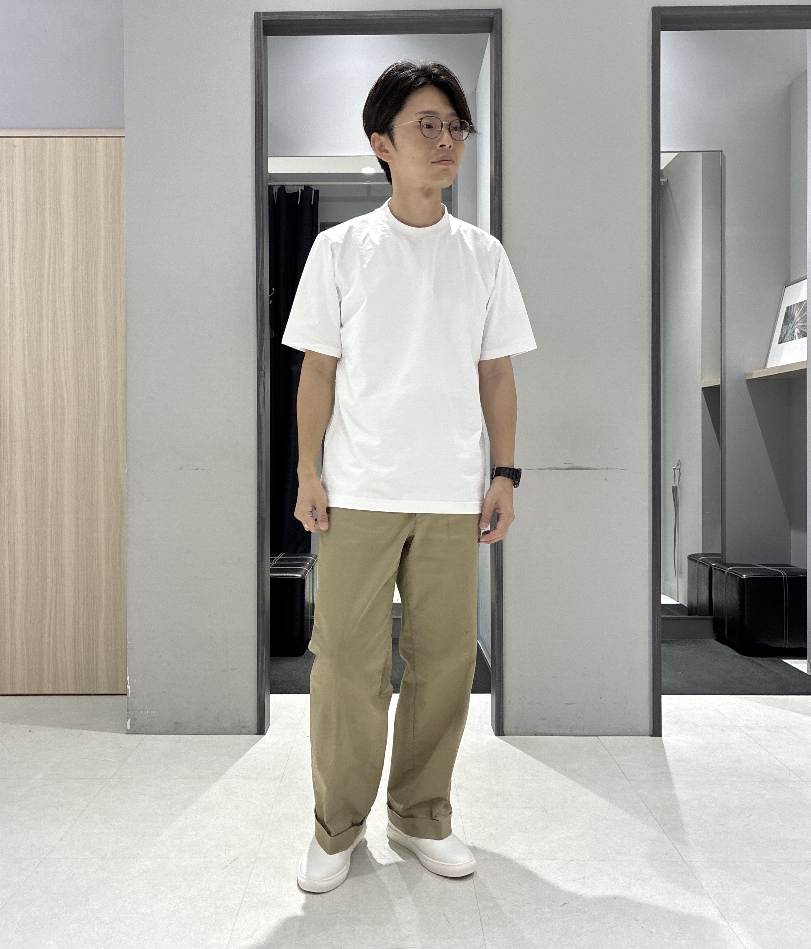 わいずみさんの「TAKEO KIKUCHI｜播州織り 千鳥 半袖シャツ」を使ったコーディネート