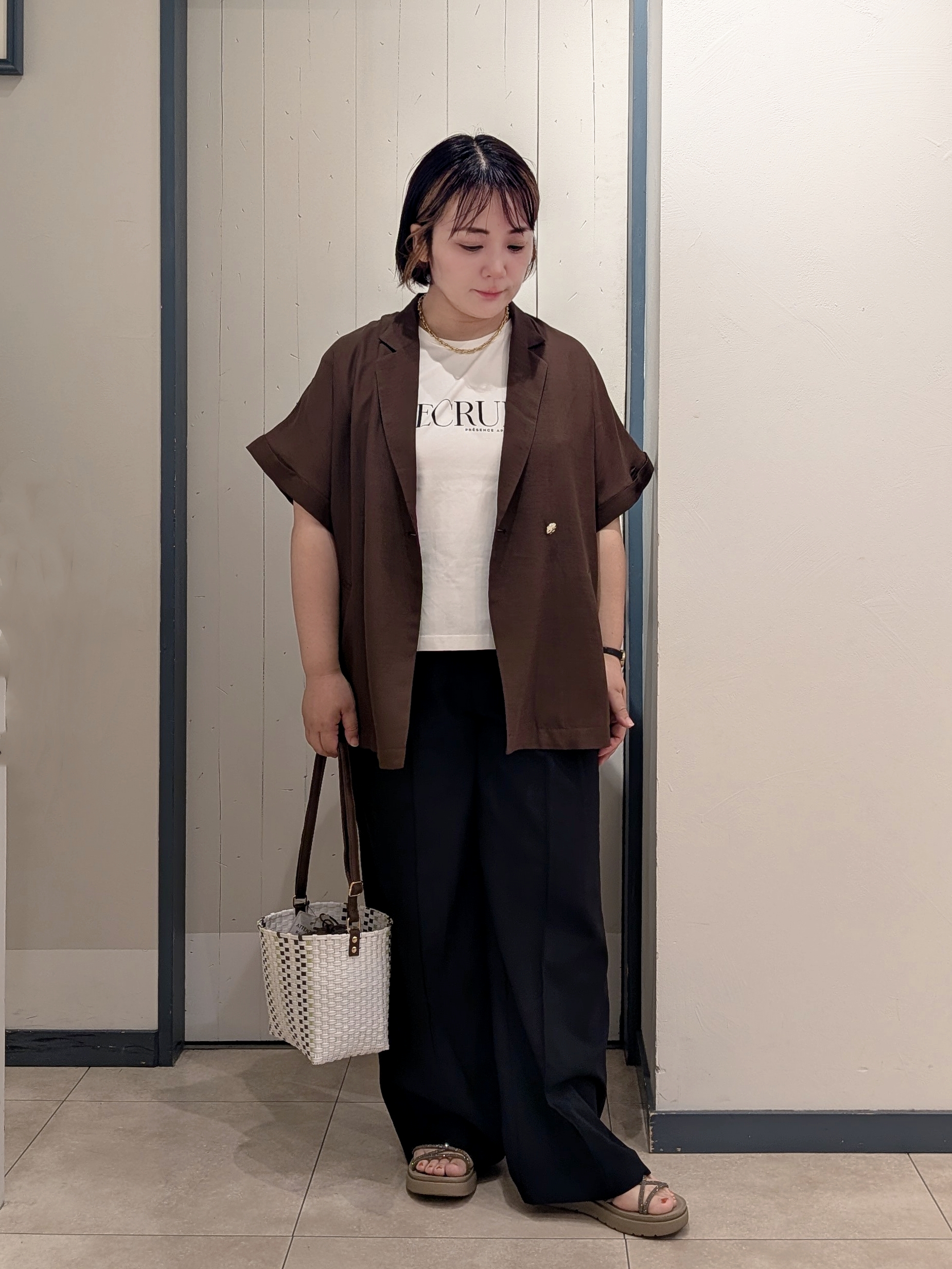 yukikaさんの「grove｜【洗濯機OK・ひんやり/SETUP可】シワになりにくいハーフスリーブジャケット」を使ったコーディネート