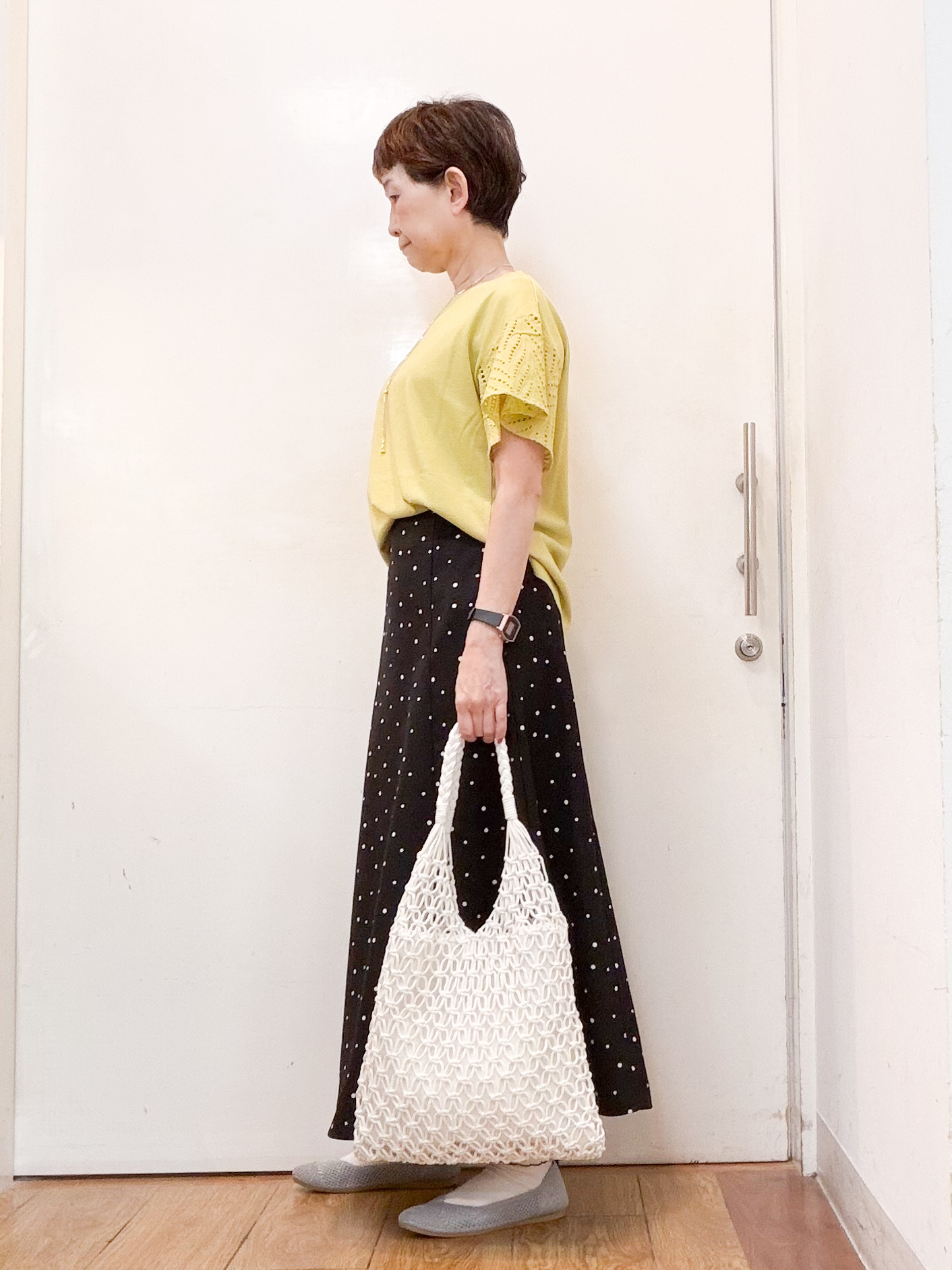 みぃさんの「SHOO･LA･RUE｜【汗じみ防止/ひんやり/S-LL】レースが華やか お袖フレアTシャツ」を使ったコーディネート