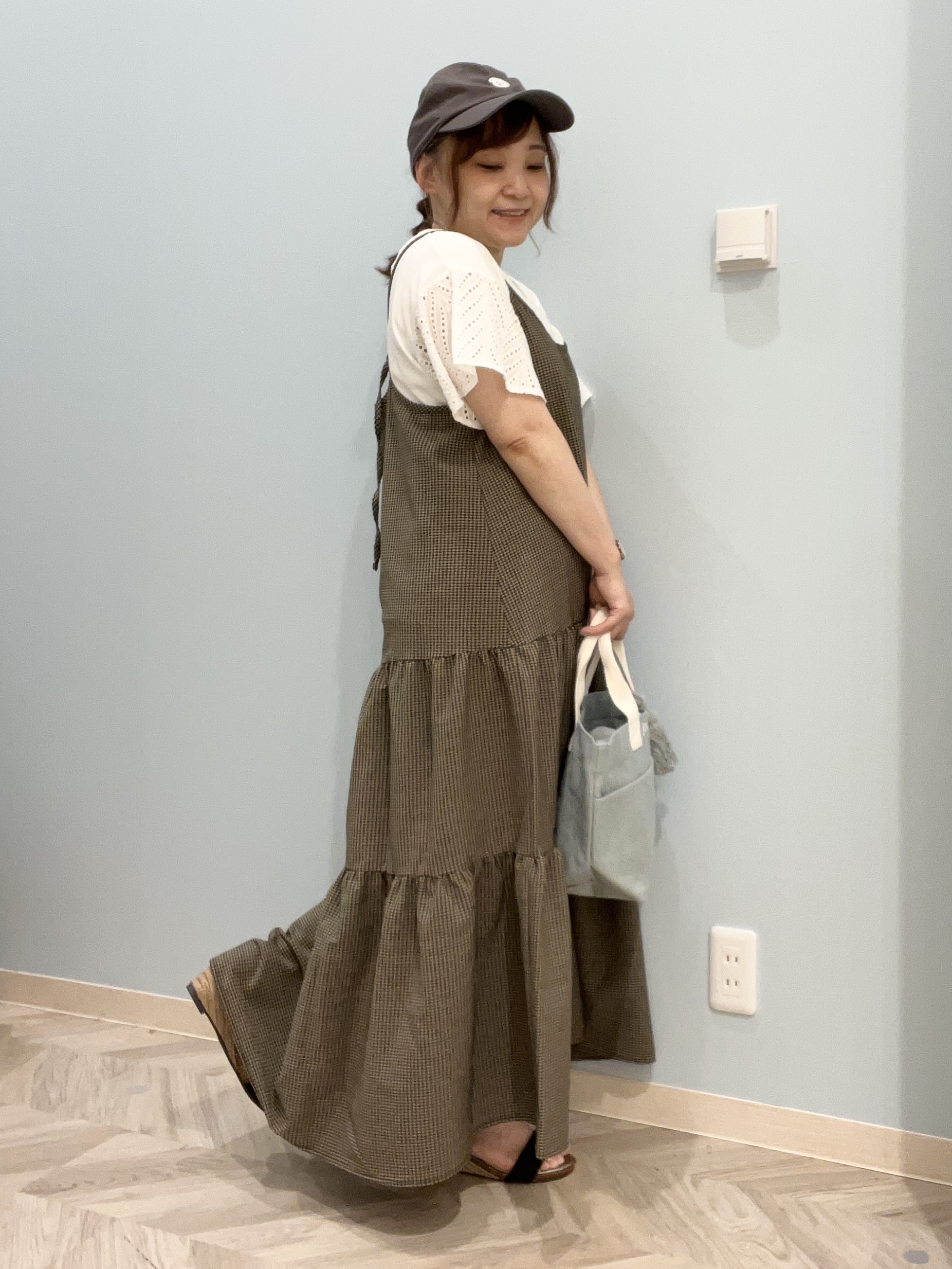 kitaさんの「SHOO･LA･RUE｜【汗じみ防止/ひんやり/S-LL】レースが華やか お袖フレアTシャツ」を使ったコーディネート
