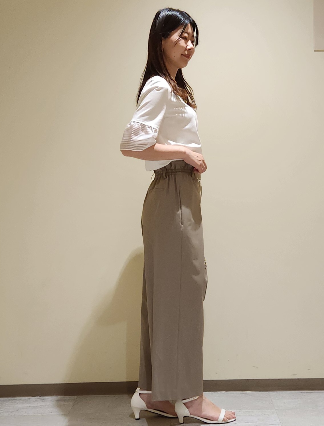 yukaさんの「COUP DE CHANCE｜【5分袖／日本製／接触冷感】異素材ドッキングカットソー」を使ったコーディネート