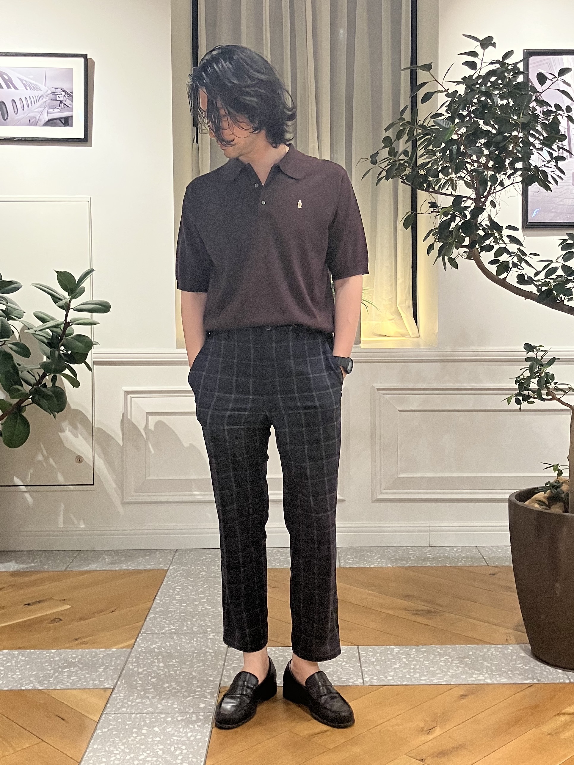 junyaさんの「DRESSTERIOR｜【ウォッシャブル】コットンシルク混 ニットポロシャツ」を使ったコーディネート