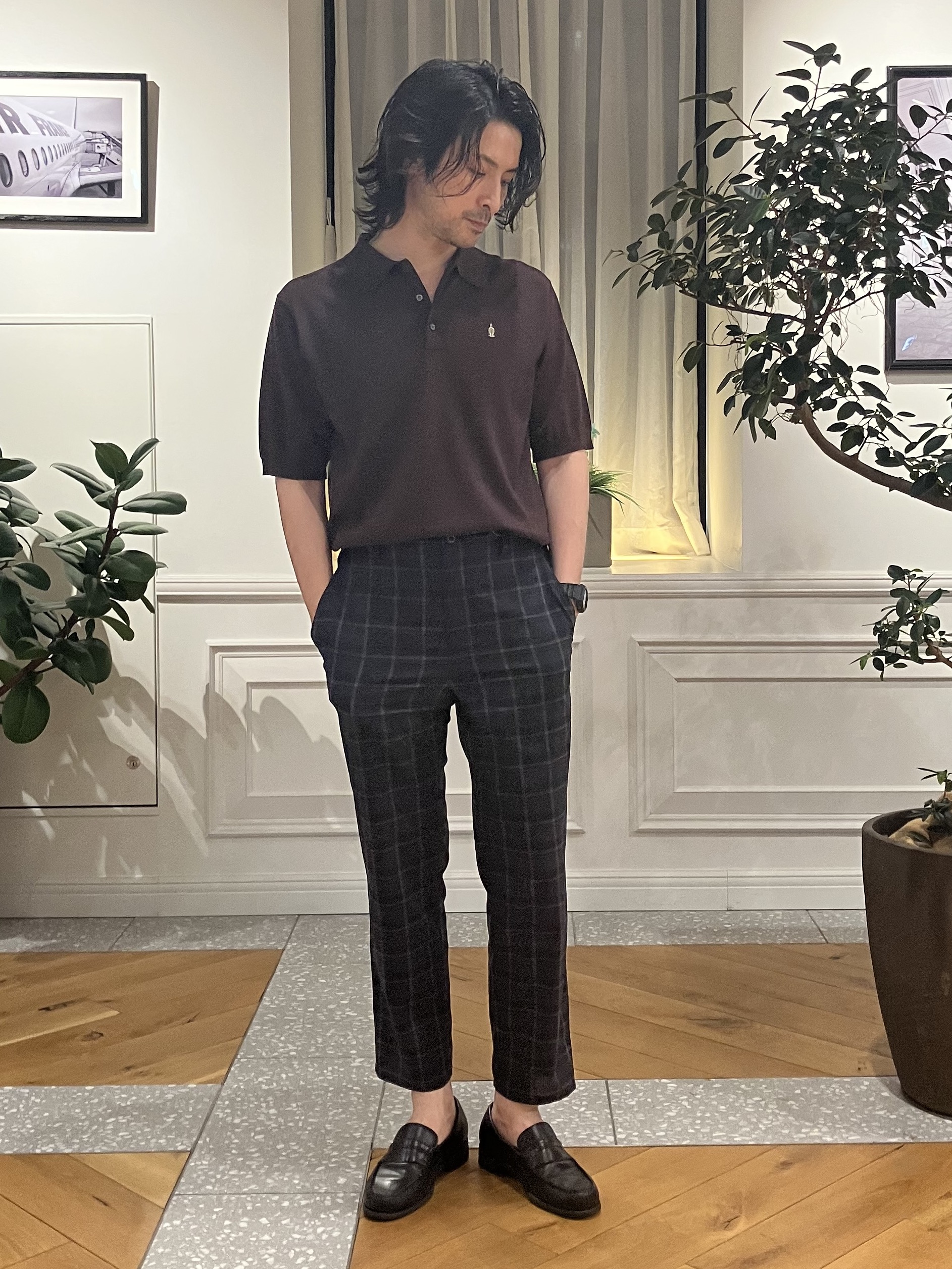 junyaさんの「DRESSTERIOR｜【ウォッシャブル】コットンシルク混 ニットポロシャツ」を使ったコーディネート