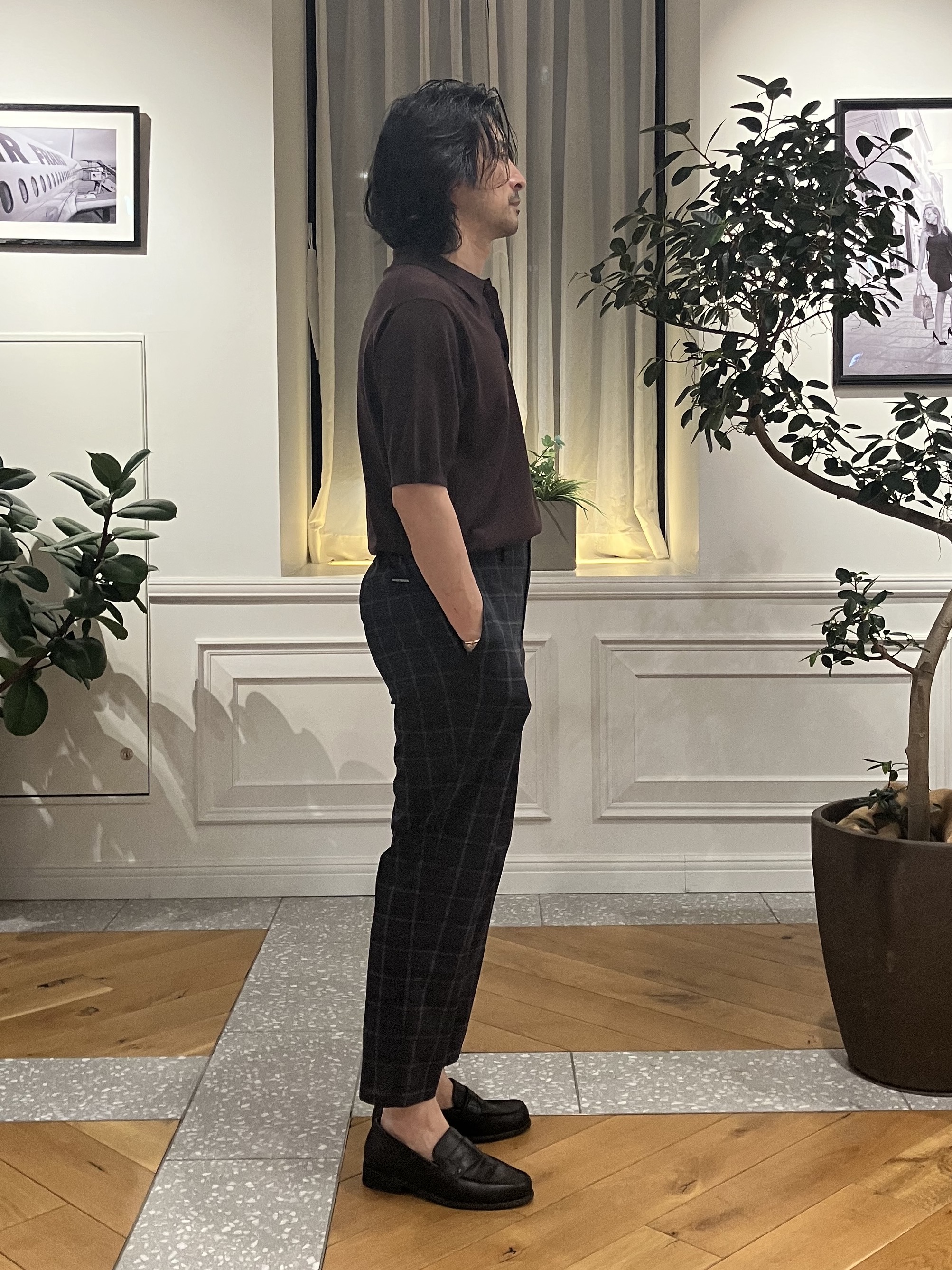 junyaさんの「DRESSTERIOR｜【ウォッシャブル】コットンシルク混 ニットポロシャツ」を使ったコーディネート