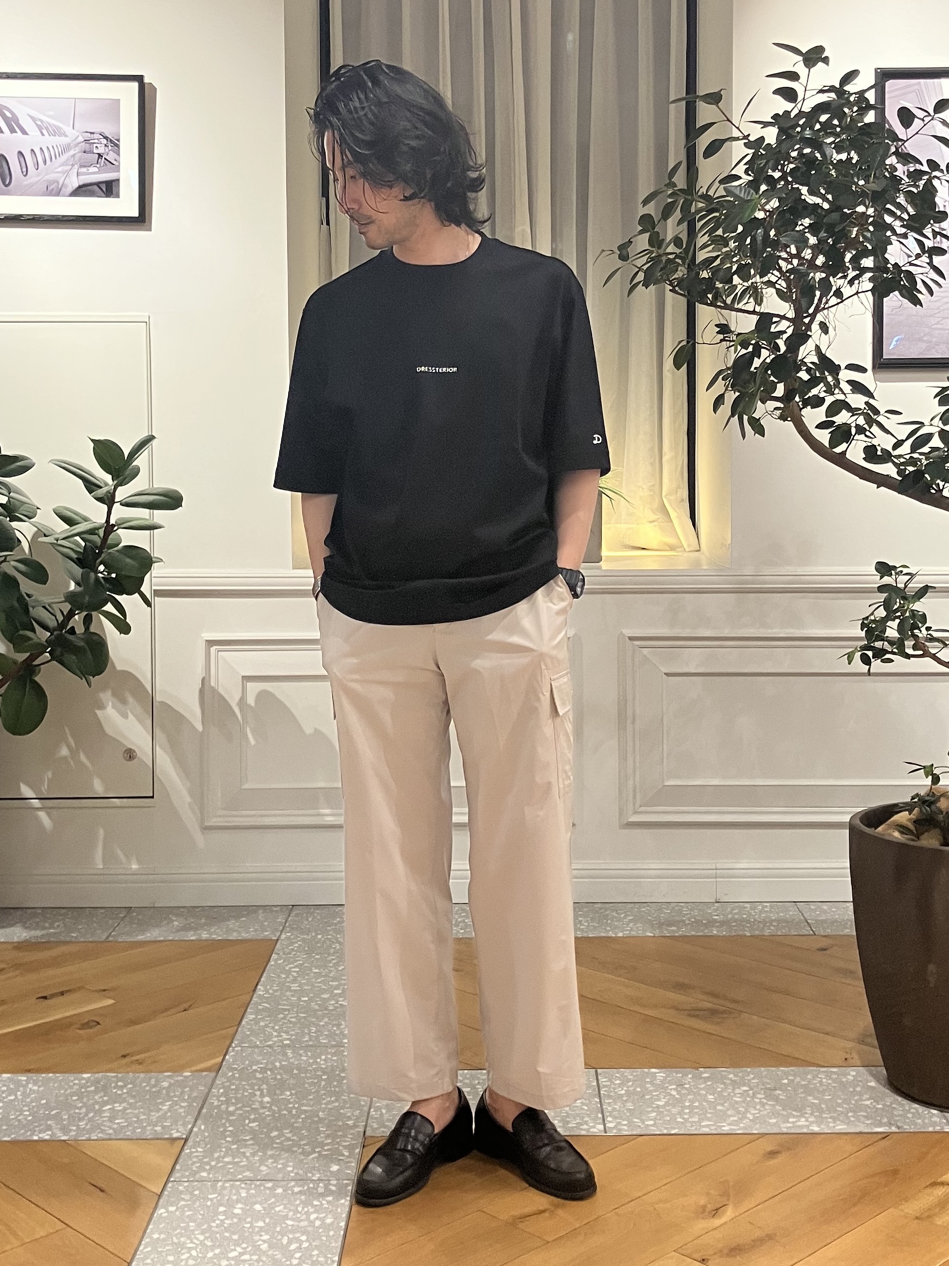 junyaさんの「DRESSTERIOR｜【接触冷感／抗菌防臭／消臭】ICE CLEAR COTTON NINEストリートTシャツ」を使ったコーディネート