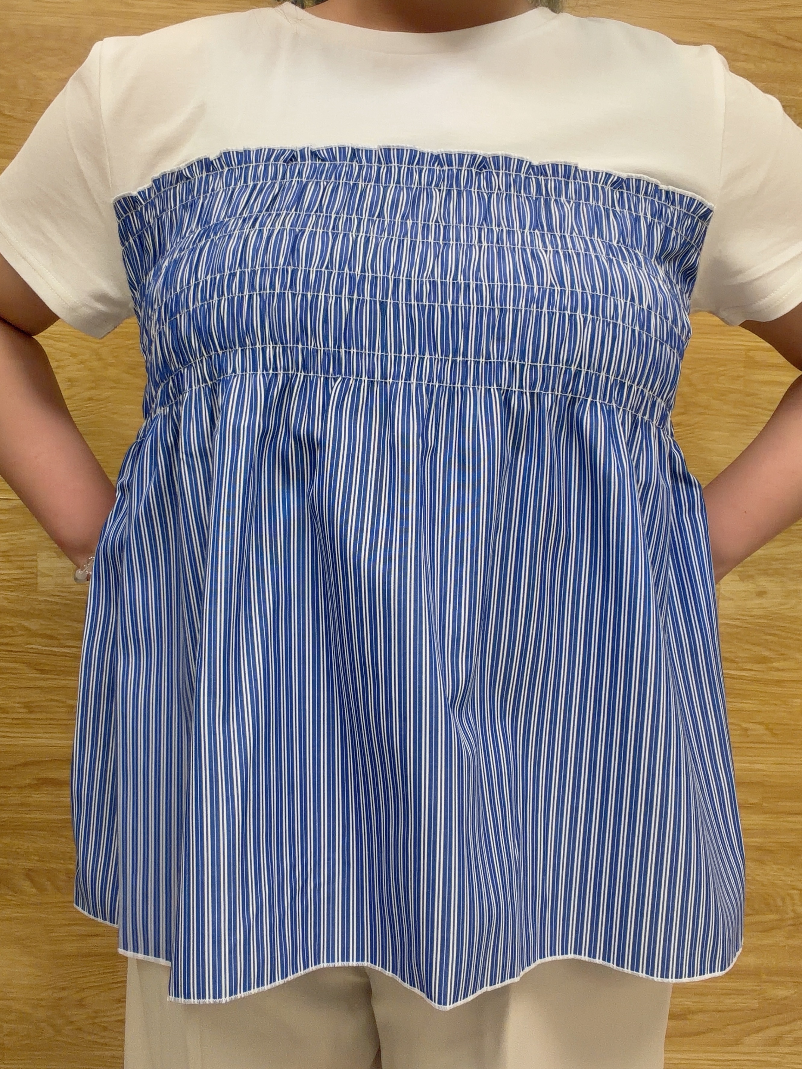 ぁむさんの「SHOO･LA･RUE｜【S-LL/洗濯機可】着るだけサマ見え 柄アソートビスチェ風ドッキングTシャツ」を使ったコーディネート