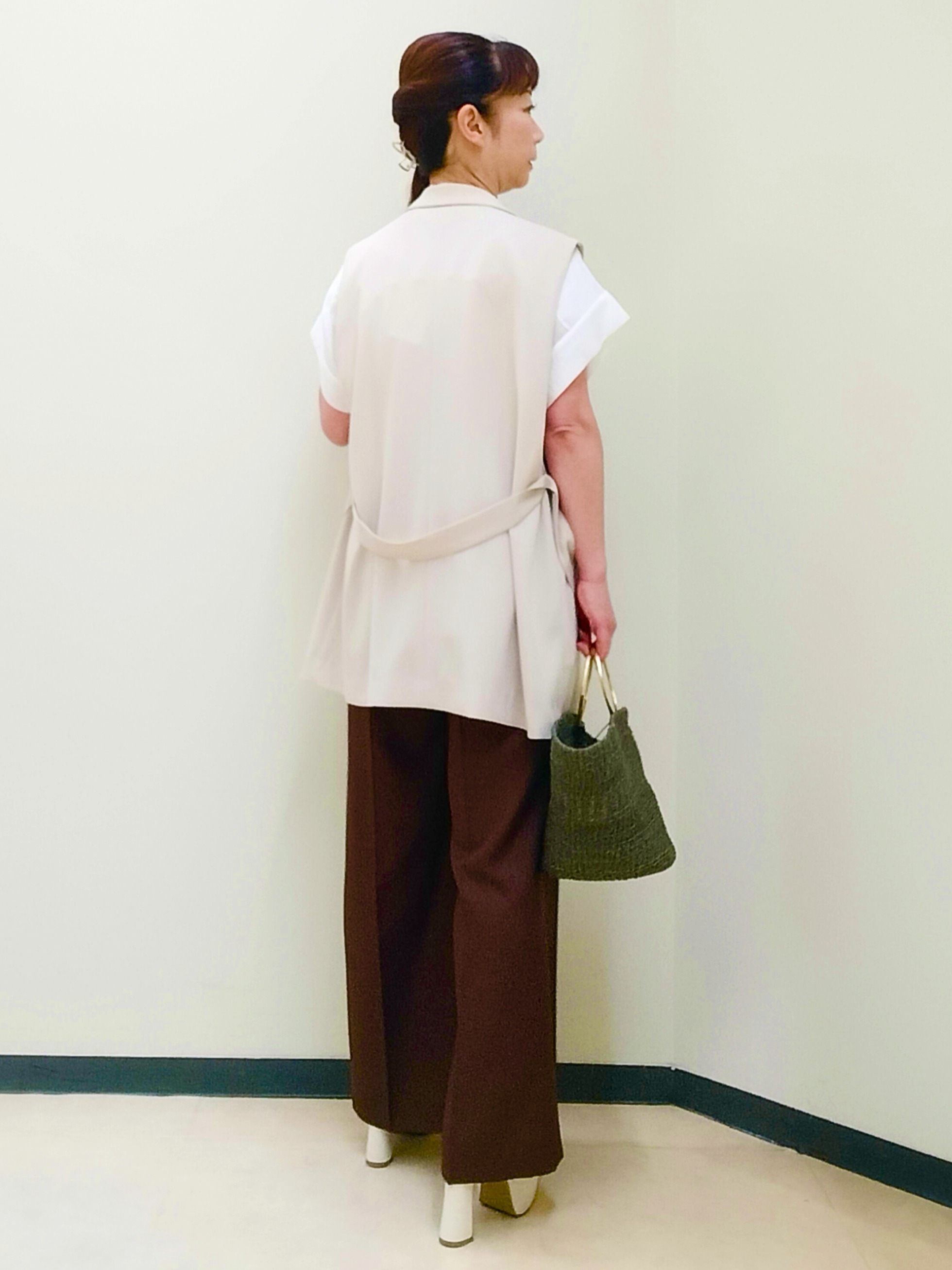 花さんの「Reflect｜ドビーストライプドルマンスリーブブラウス」を使ったコーディネート