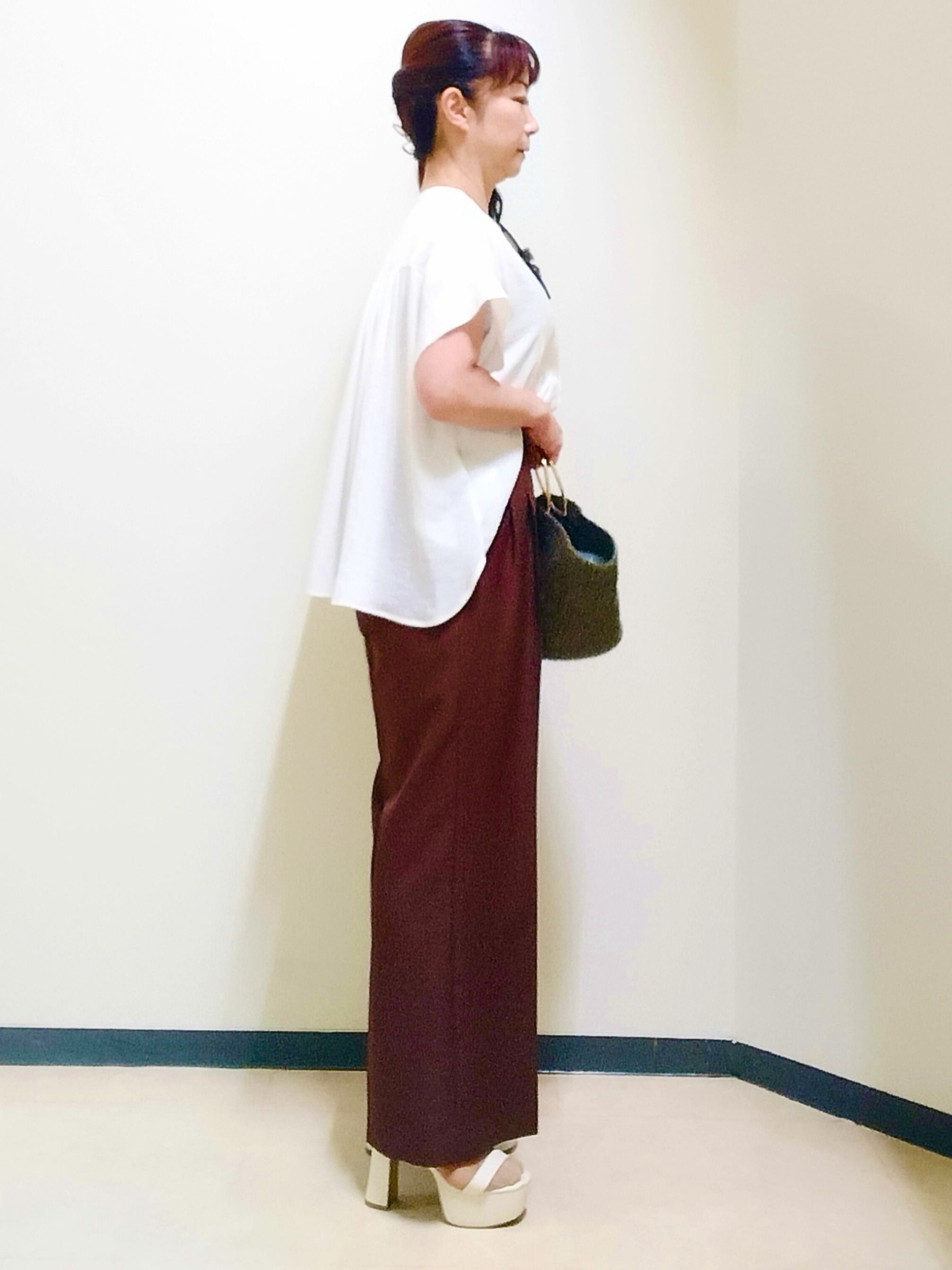 花さんの「Reflect｜ドビーストライプドルマンスリーブブラウス」を使ったコーディネート