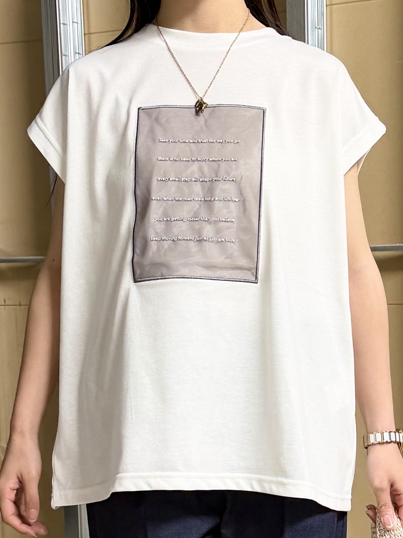 sahoさんの「THE SHOP TK｜オーガンジー刺繍Tシャツ」を使ったコーディネート