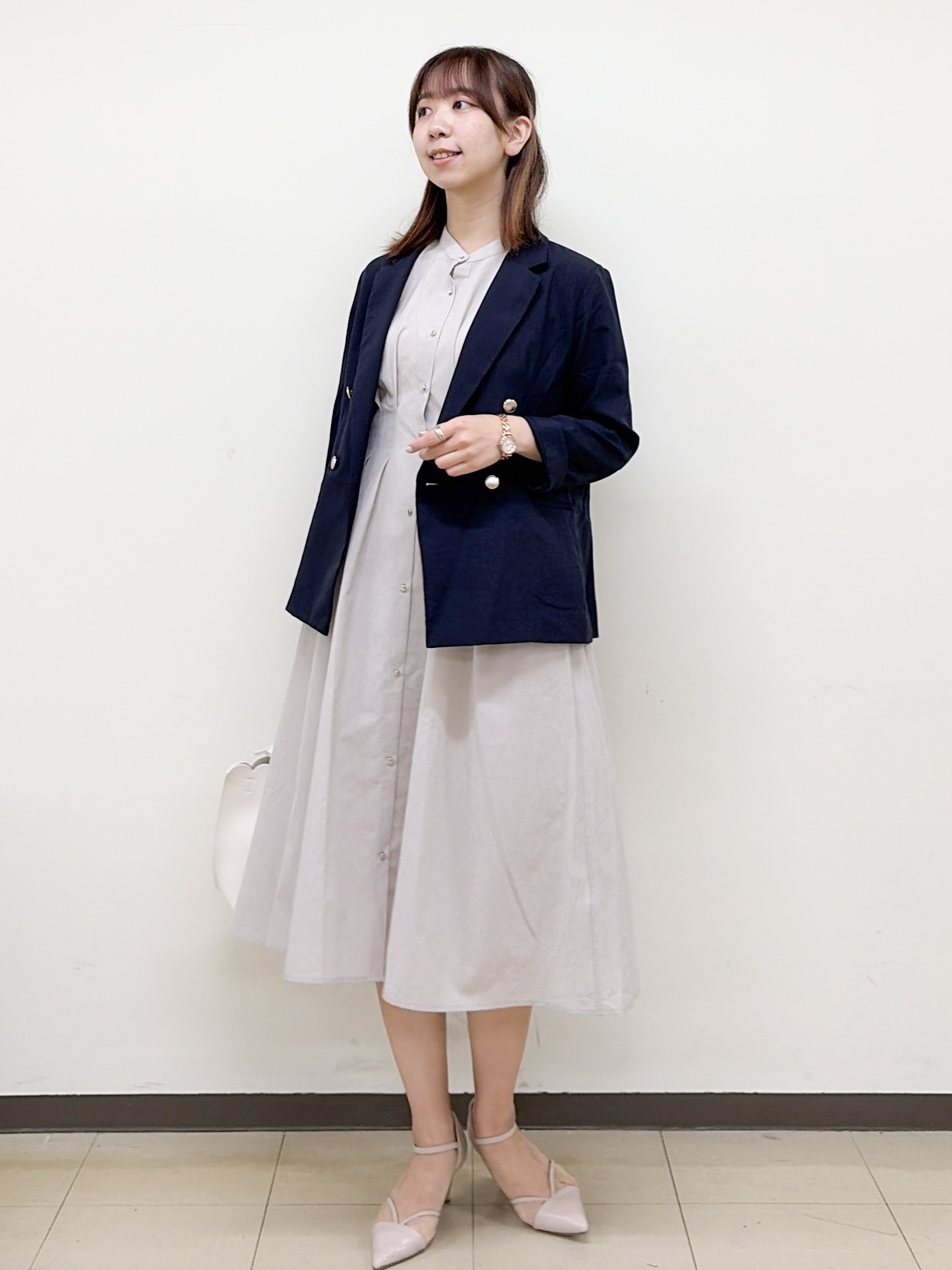 yurinaさんの「index｜《再入荷》ダブルブレストテーラードジャケット【接触冷感／吸水速乾／イージーアイロン／防シワ／洗濯機O」を使ったコーディネート