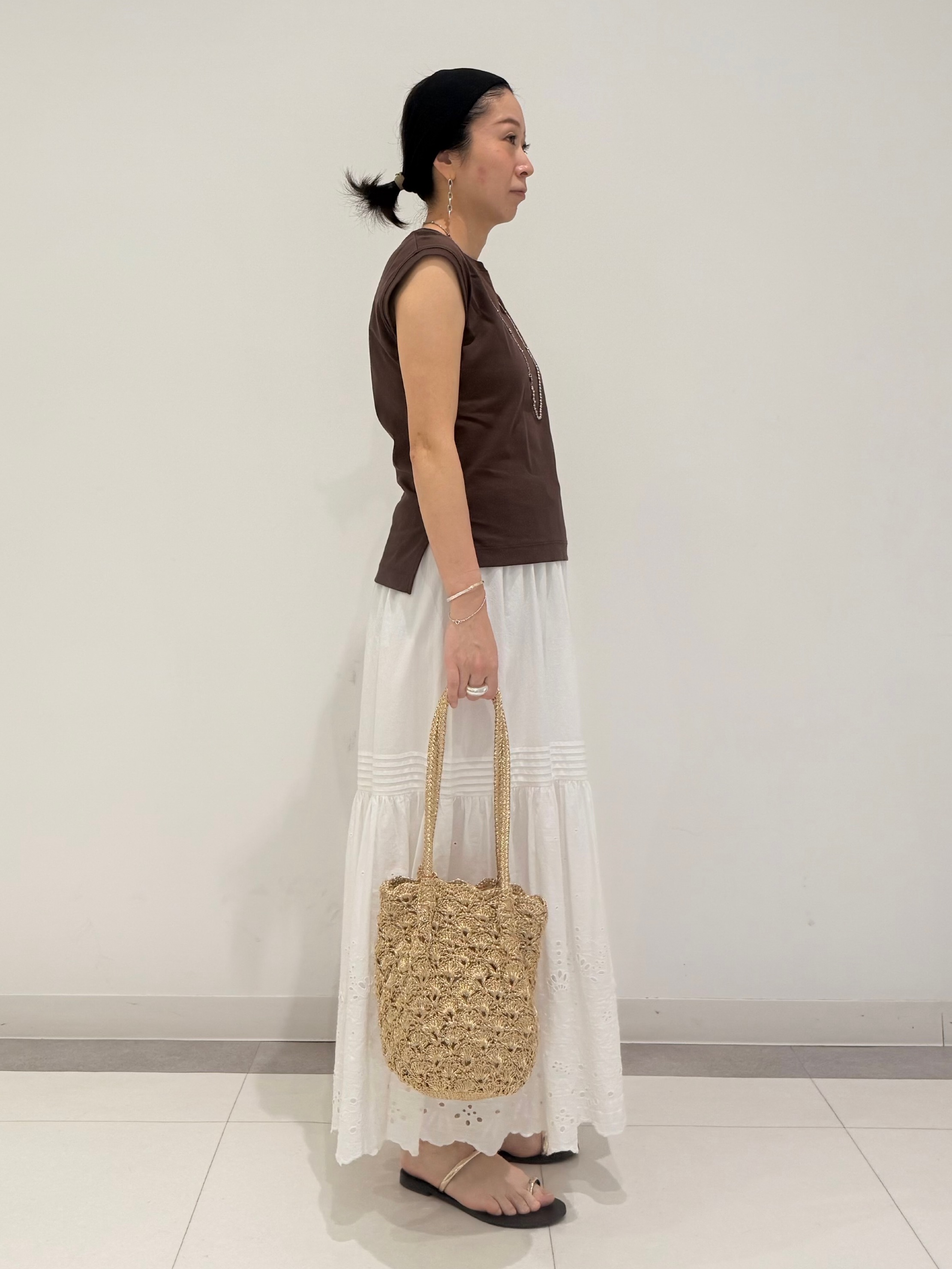 MIYAKAWAさんの「DRESSTERIOR｜【接触冷感／抗菌防臭／消臭】アイスクリアコットンフレンチスリーブT」を使ったコーディネート