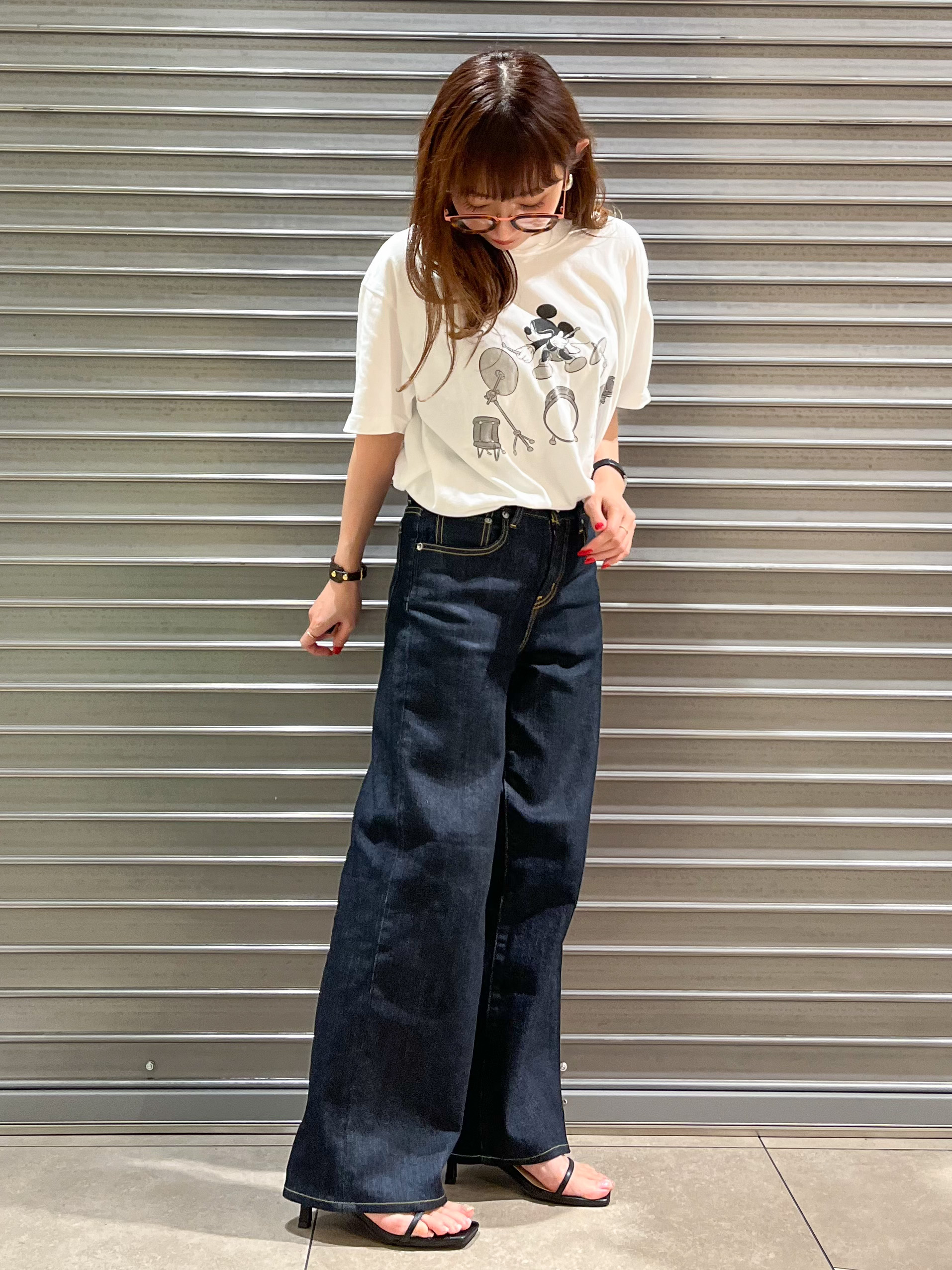 じゅんさんの「DRESSTERIOR｜GOOD ROCK SPEED（グッドロックスピード）ドラム ミッキーマウス Tシャツ」を使ったコーディネート