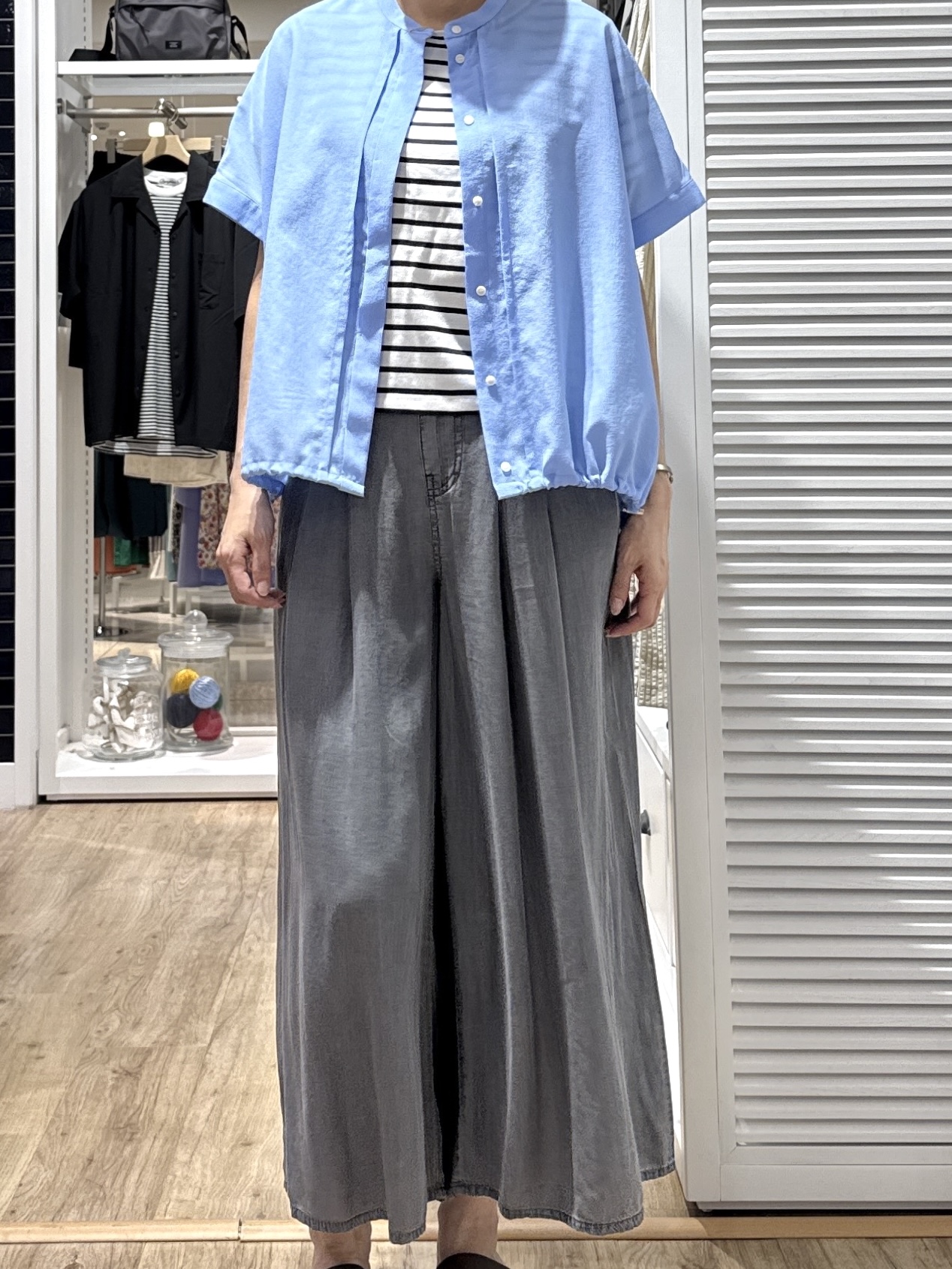 Junさんの「Dessin｜テンセルデニム タックワイドパンツ」を使ったコーディネート