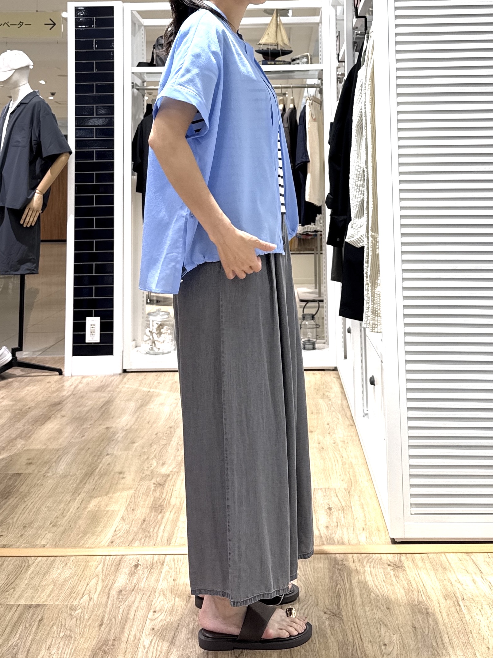 Junさんの「Dessin｜テンセルデニム タックワイドパンツ」を使ったコーディネート