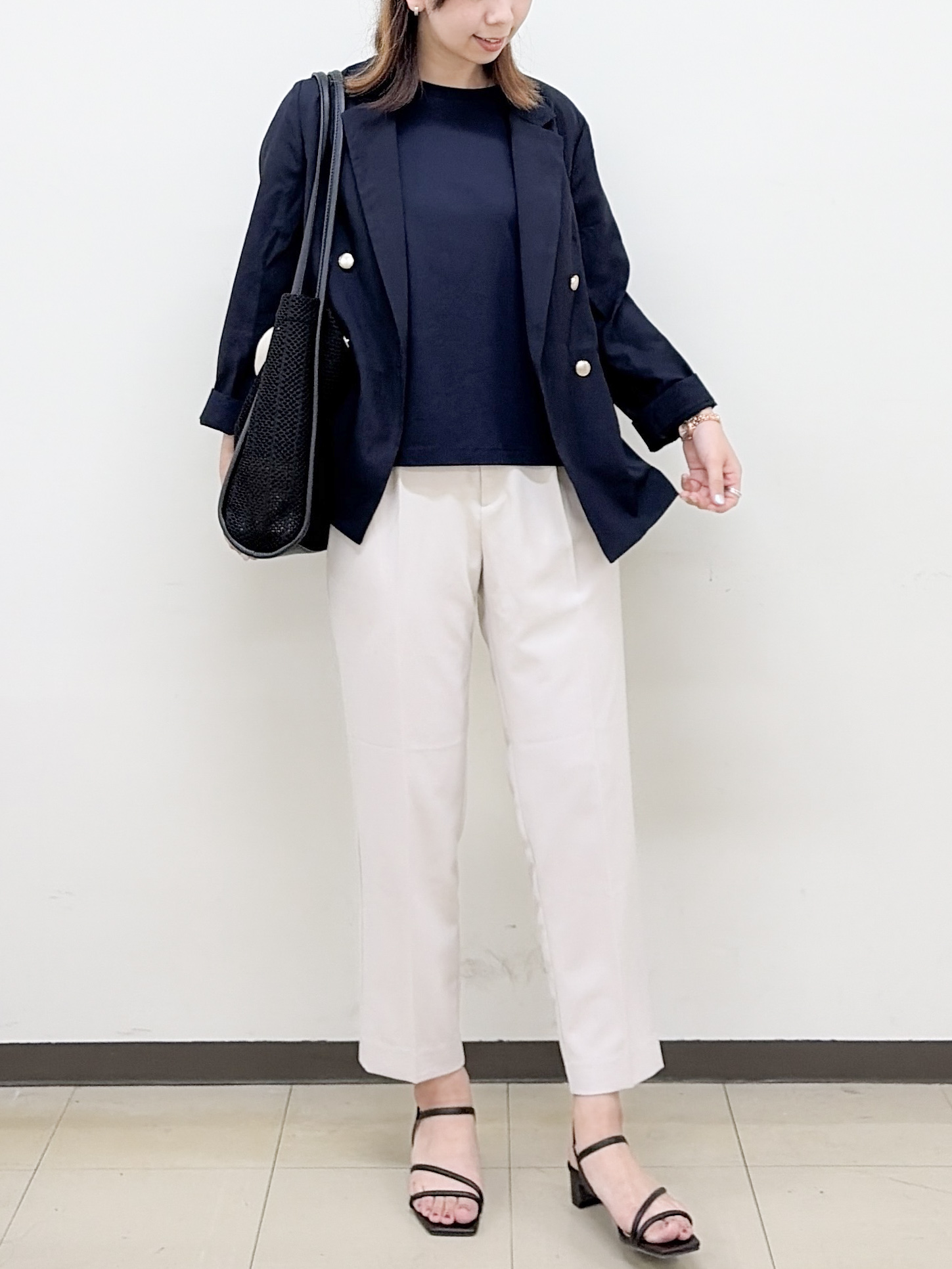yurinaさんの「index｜《再入荷》ダブルブレストテーラードジャケット【接触冷感／吸水速乾／イージーアイロン／防シワ／洗濯機O」を使ったコーディネート