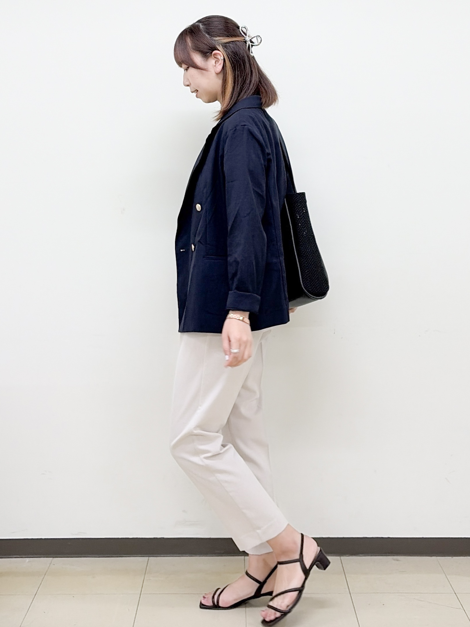 yurinaさんの「index｜《再入荷》ダブルブレストテーラードジャケット【接触冷感／吸水速乾／イージーアイロン／防シワ／洗濯機O」を使ったコーディネート