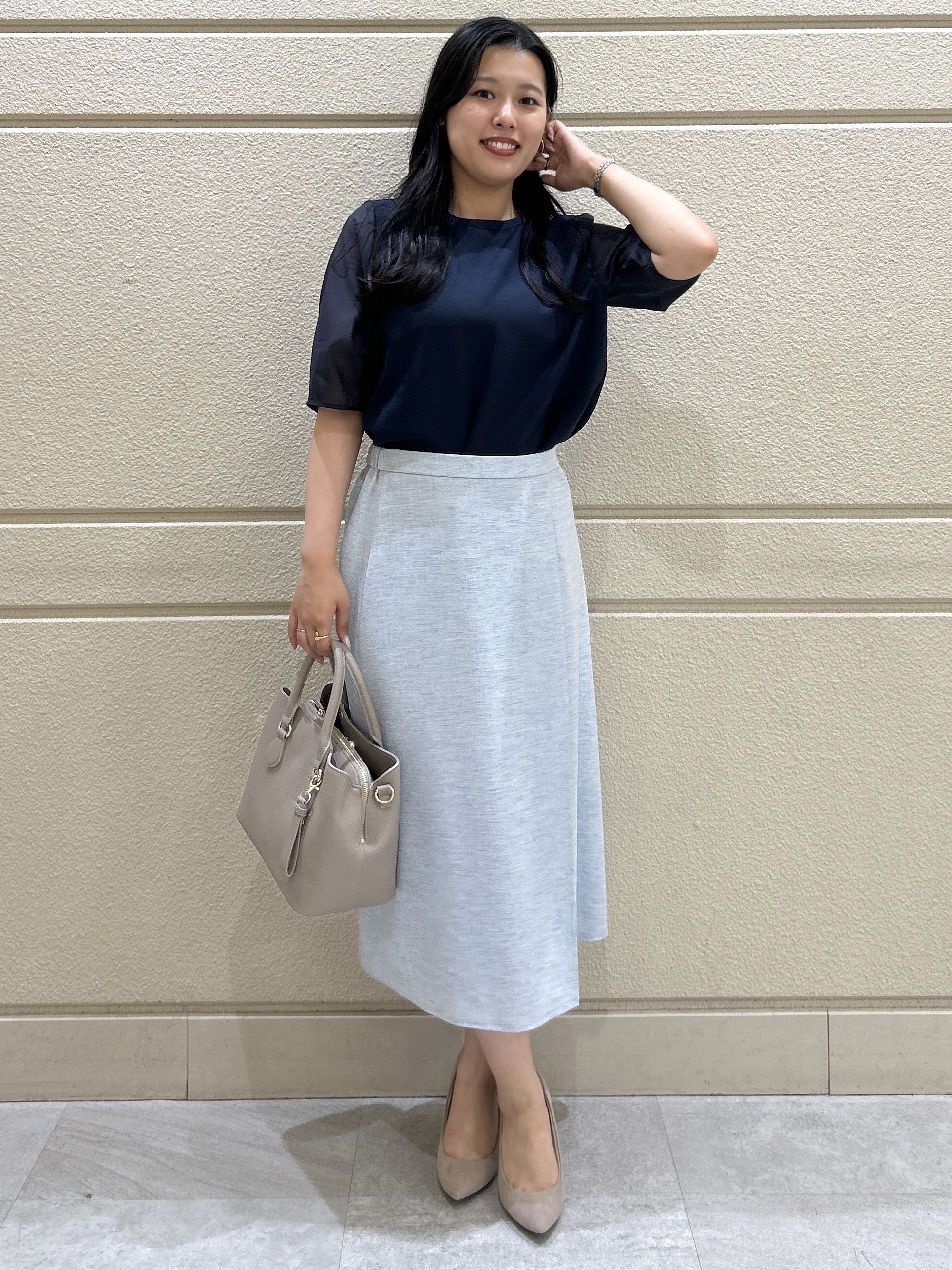 Momokaさんの「COUP DE CHANCE｜【手洗い可／日本製】袖シアーパフスリーブ ブラウス」を使ったコーディネート
