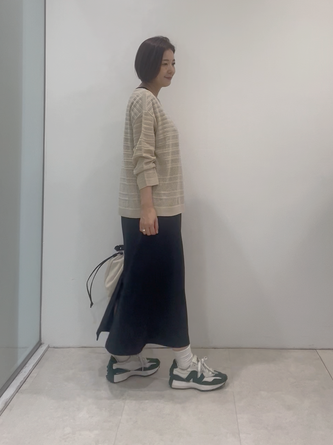 まどかさんの「UNTITLED｜メッシュ柄ボーダーニット」を使ったコーディネート