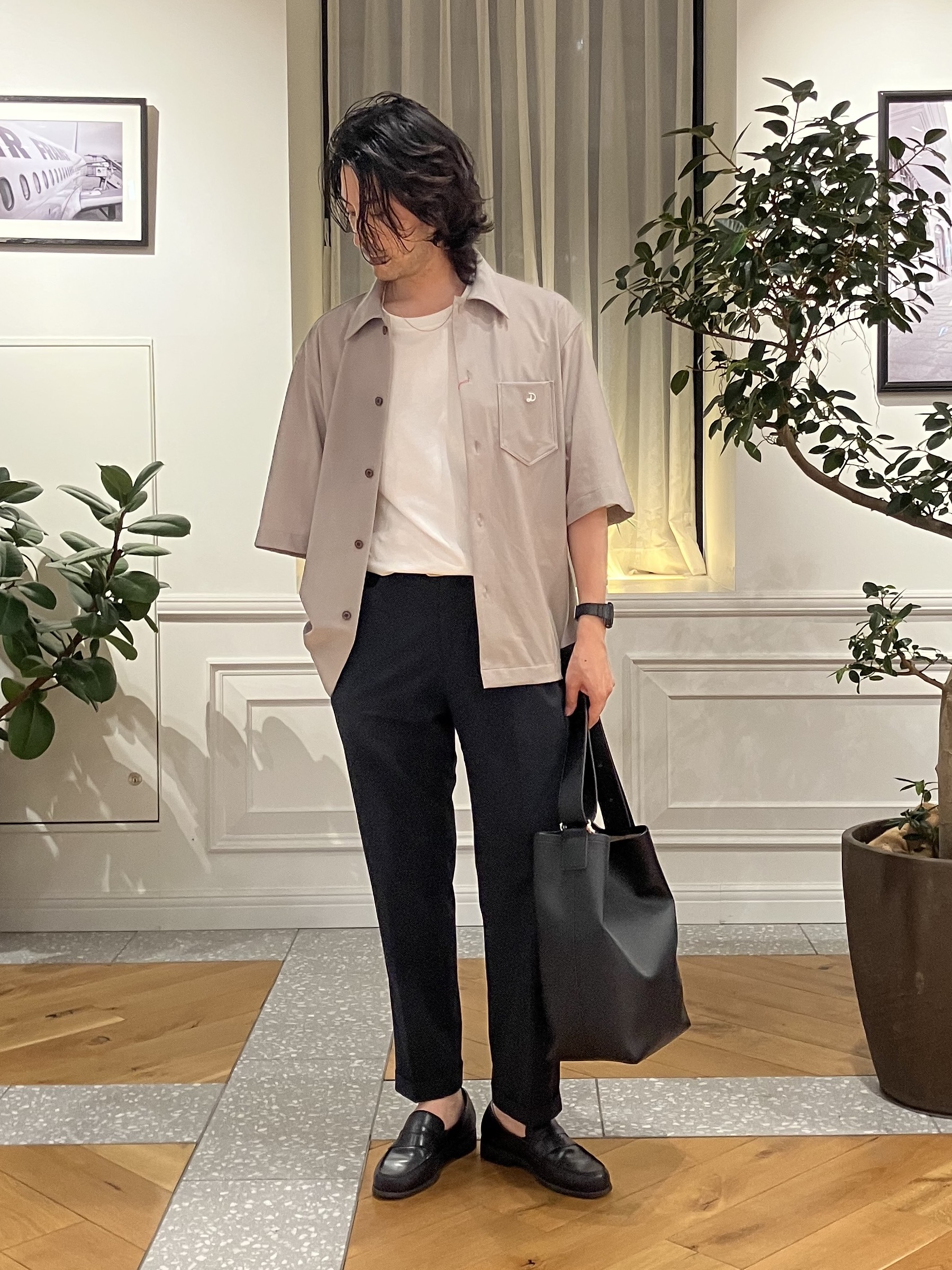 junyaさんの「DRESSTERIOR｜【接触冷感/UVカット/ウォッシャブル/Safari5月号掲載】AIRTOOL ハーフスリーブシャツ」を使ったコーディネート