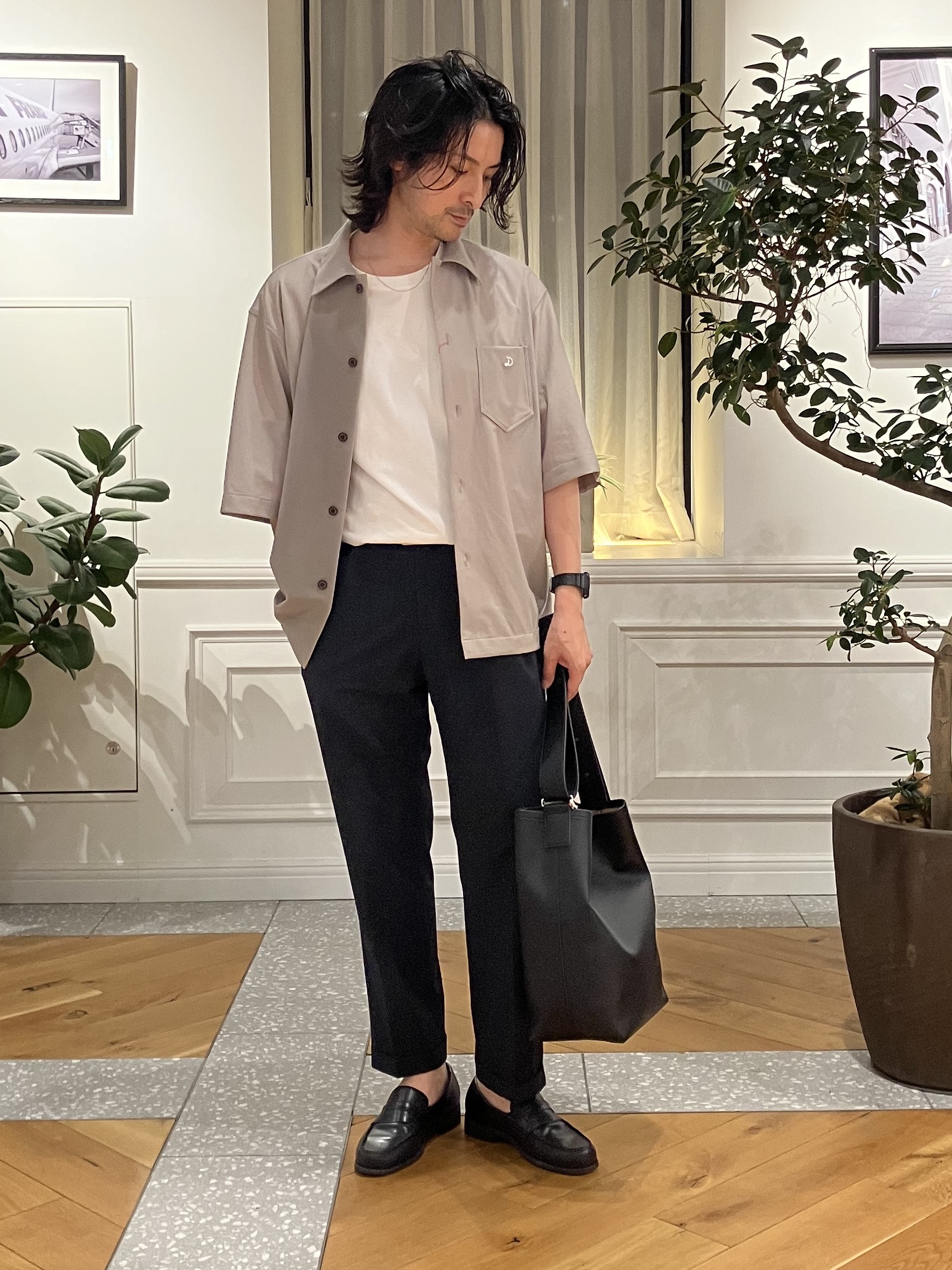junyaさんの「DRESSTERIOR｜【接触冷感/UVカット/ウォッシャブル/Safari5月号掲載】AIRTOOL ハーフスリーブシャツ」を使ったコーディネート