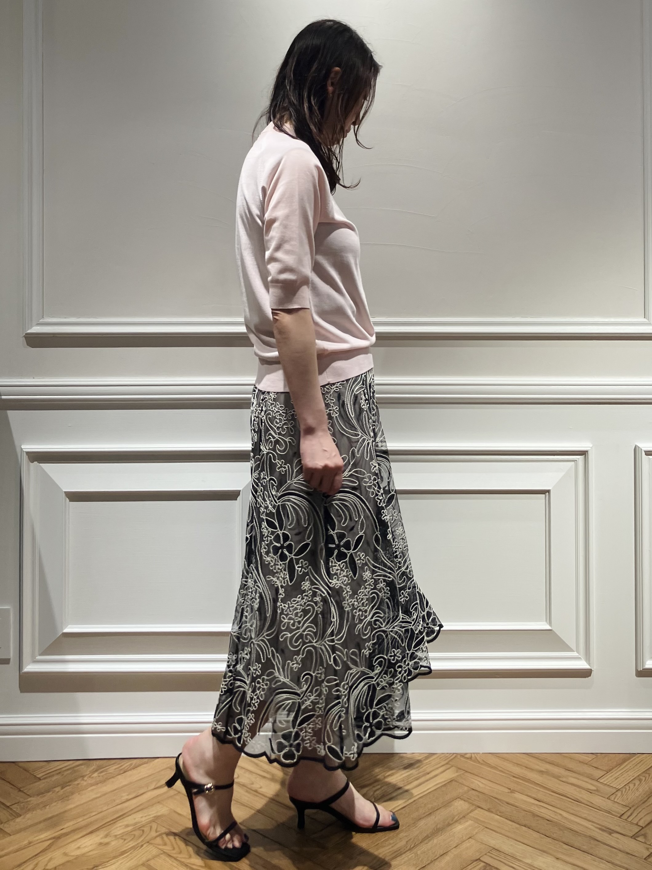 TSUKUIさんの「DRESSTERIOR｜【ウォッシャブル】コットンシルクハーフスリーブニット」を使ったコーディネート